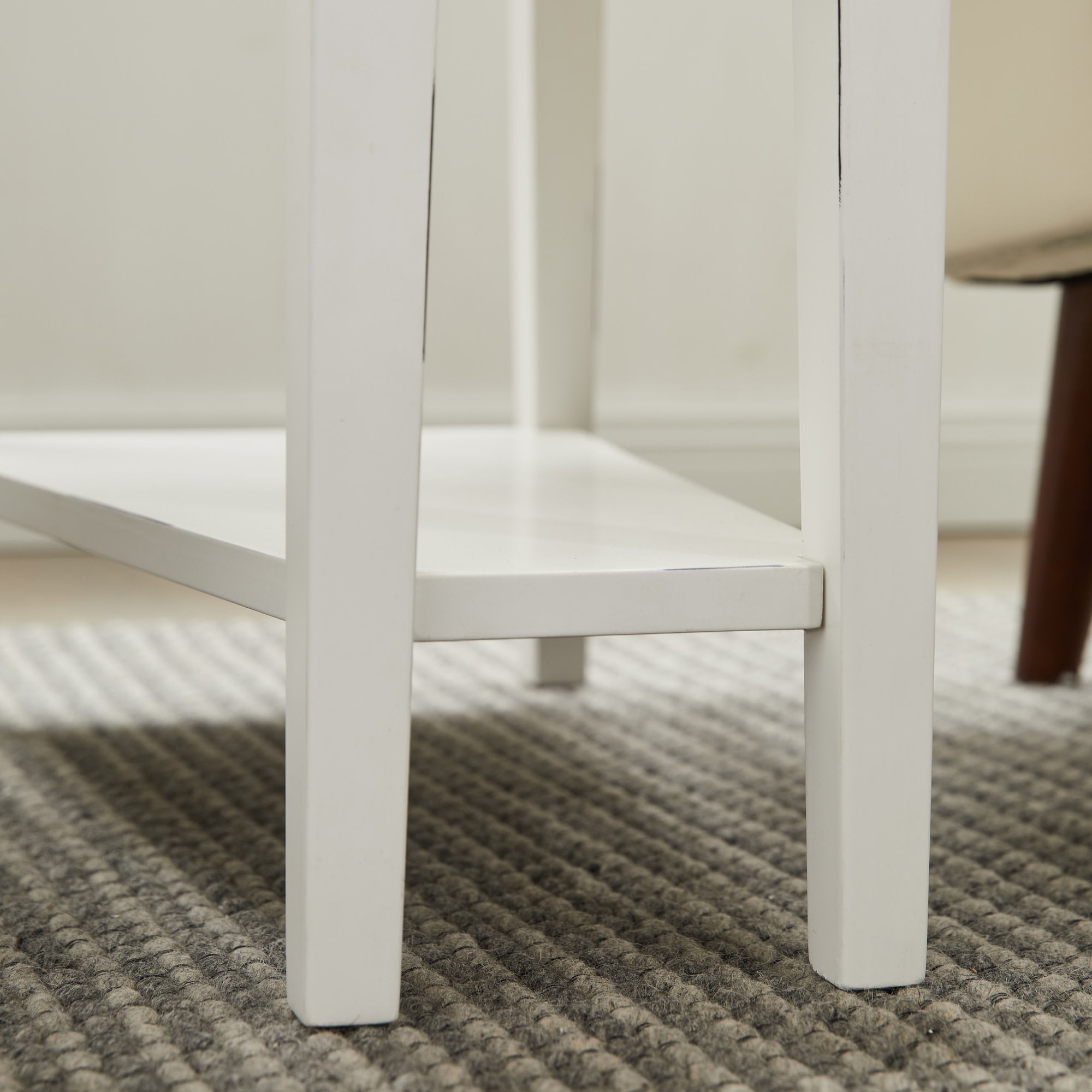 Leick Home Haven Ridge Wood Wedge End Table with Shelf, Farmhouse White - Image 12