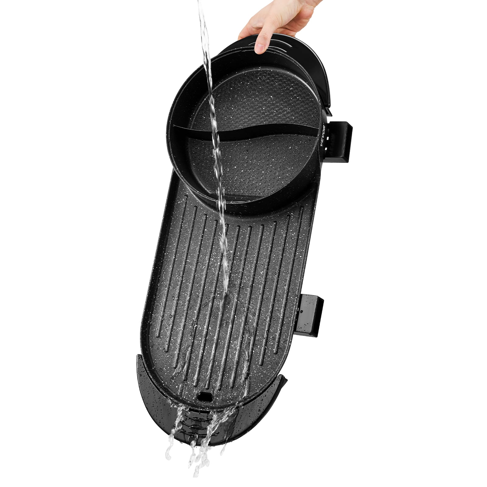 KFFKFF 2-in-1 Electric Grill & Hot Pot - Dual Temperature Control, Non-Stick Teppanyaki & Shabu Shabu Cooker - Image 2