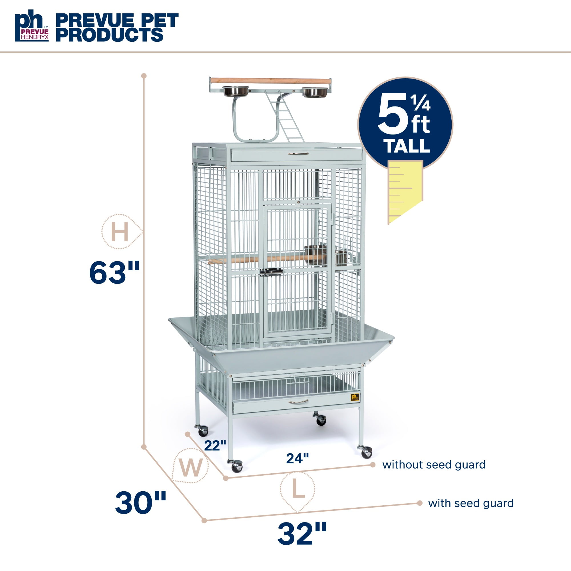 Prevue Pet Products Select Wrought Iron Parrot Bird Cage 24x20x60", Pewter - Image 3