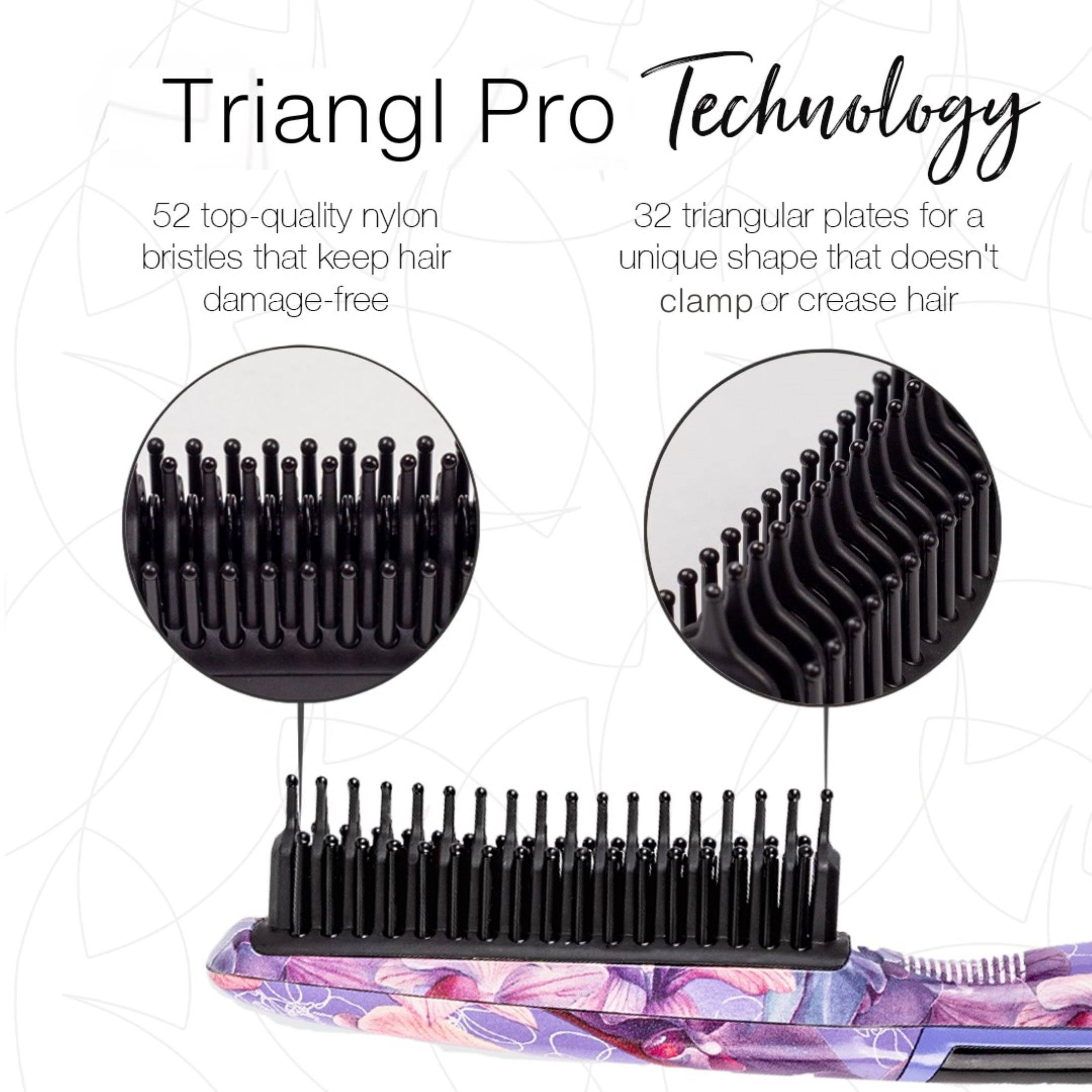 Calista Triangl Pro Heated Styling Detailer Brush, Smoothing, Anti-Frizz - Fancy Floral - Image 2