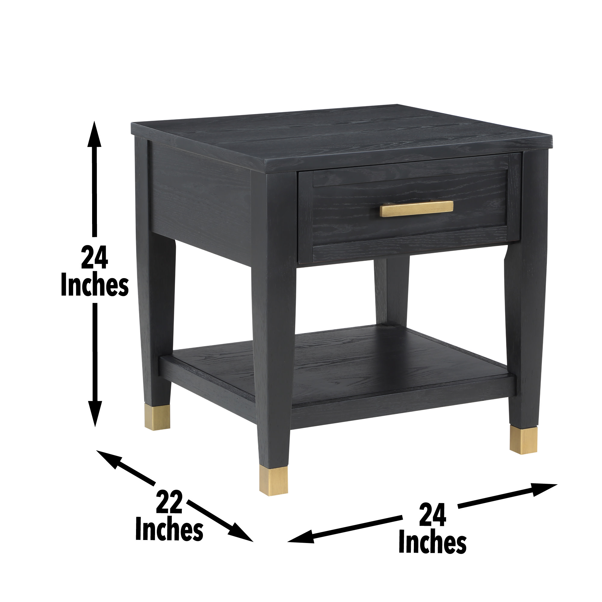Yves Rubbed Charcoal Wood 1-drawer End Table - Image 4