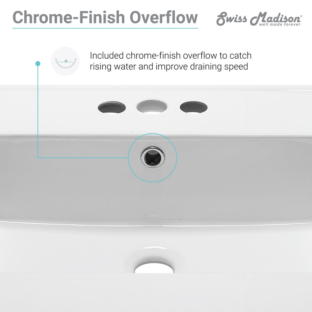 Swiss Madison Ceramic Glossy White 18.50 inch x 24.25 inch x 6.75 inch Bathroom Vanity Top - Image 2