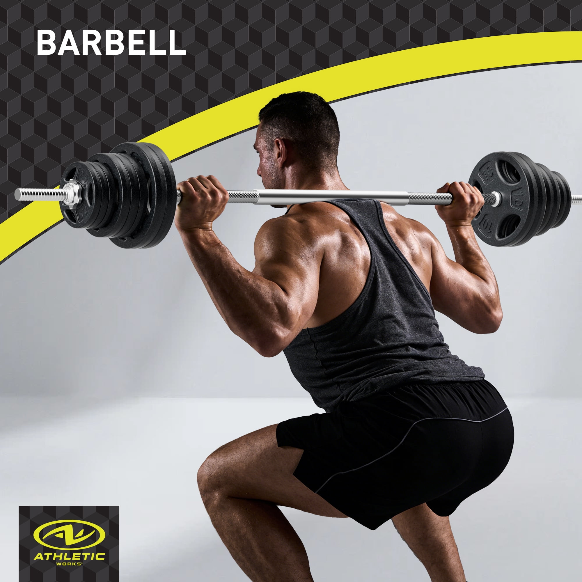 Athletic Works 100LB Black Cast Iron Standard Weight Plate Sets, Used as Both Dumbbell and Barbell,1-inch Holes Fit Standard Sized Bar - Image 10