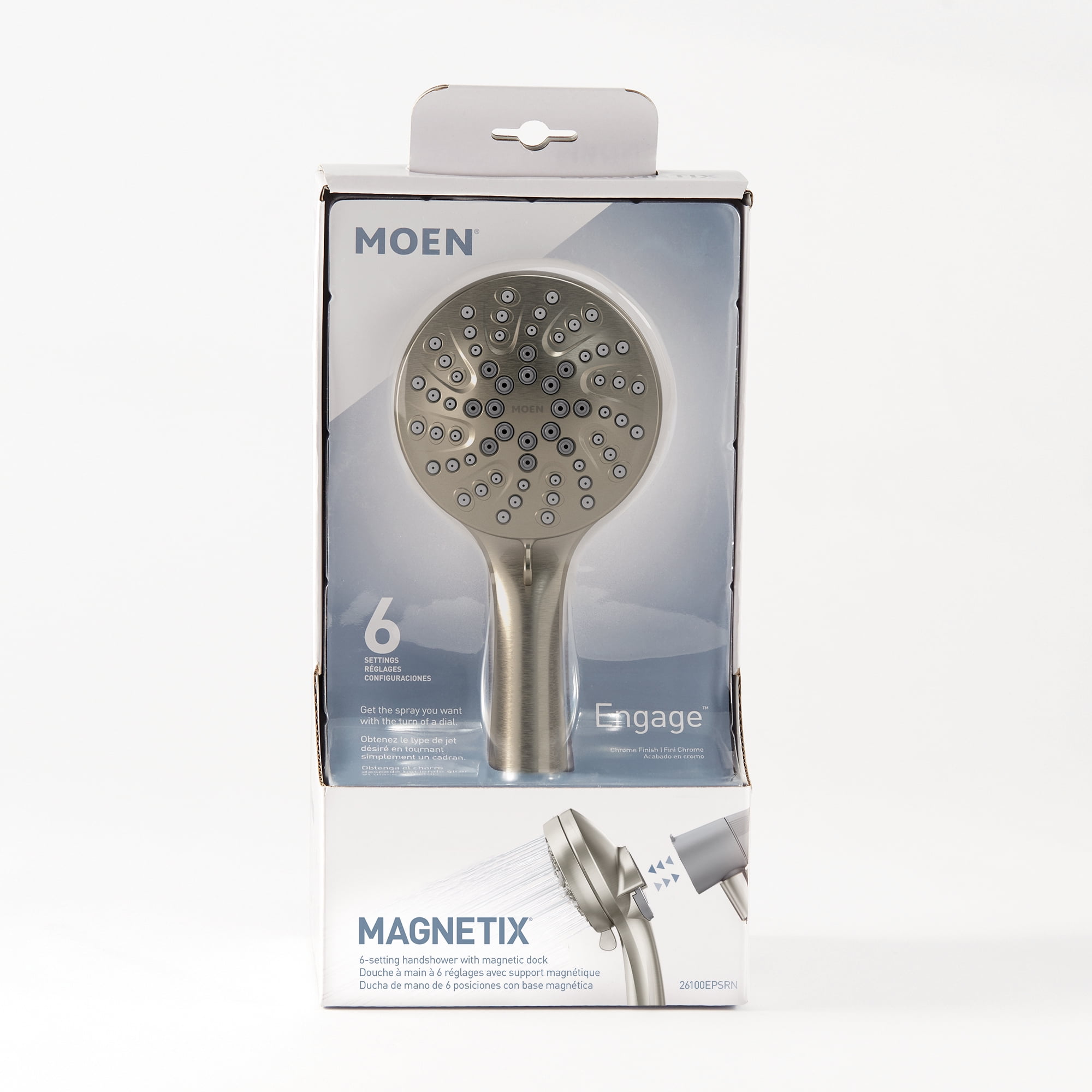 Moen Engage Magnetix 3.5-inch Six-Function Handheld with Magnetic Docking System, Brushed Nickel - Image 7