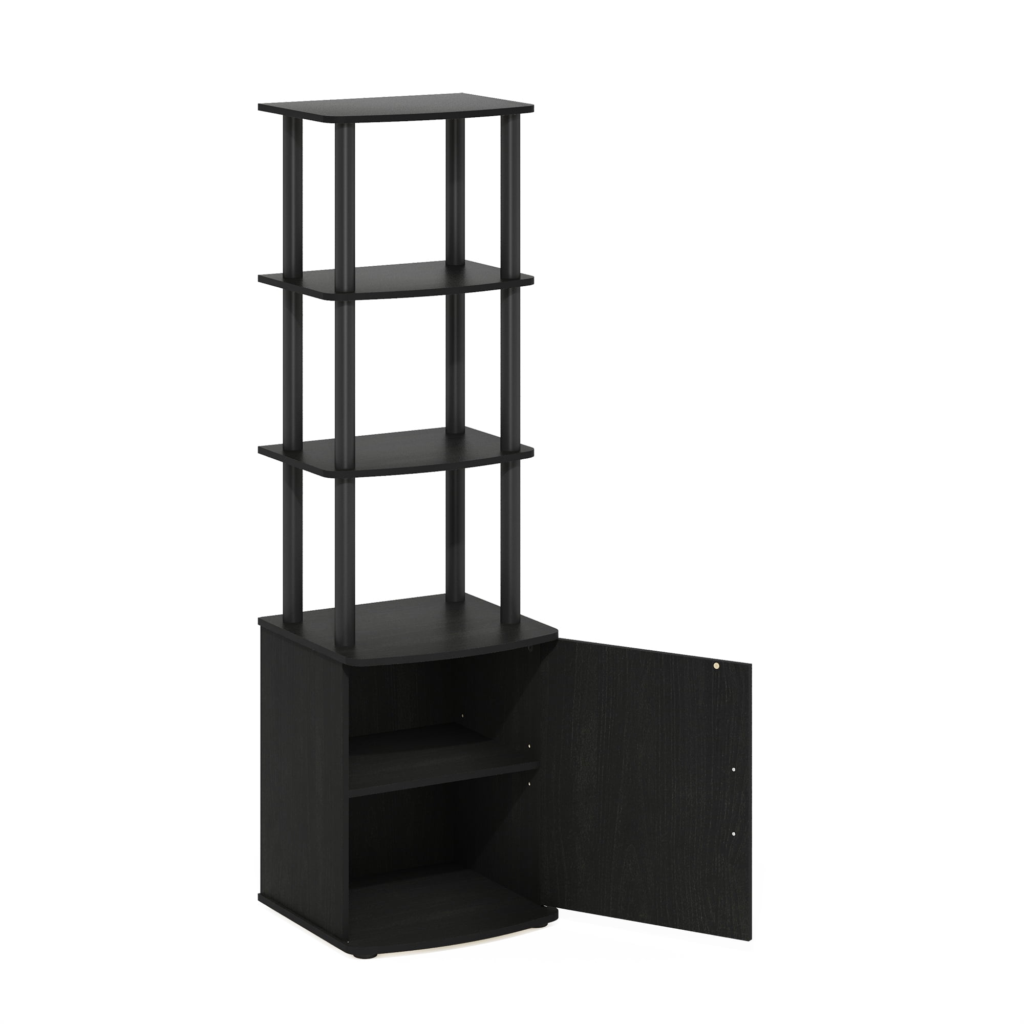 Furinno Turn-N-Tube 3-Tier Tall TV Entertainment Side Table Display Rack with Storage Cabinet, Blackwood/Black - Image 4
