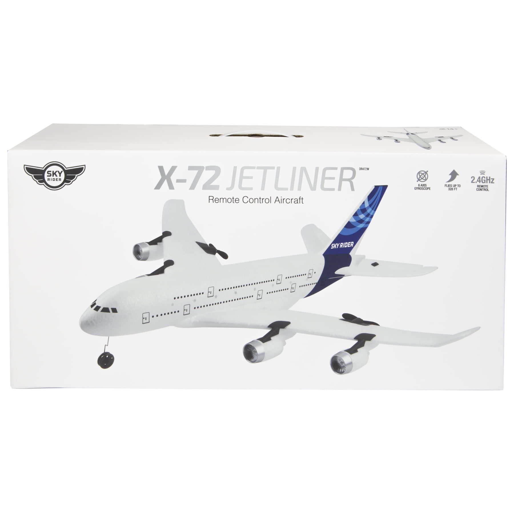 Sky Rider X 72 Remote Control Jumbo Jetliner Airplane, DR472W, White/Blue - Image 6