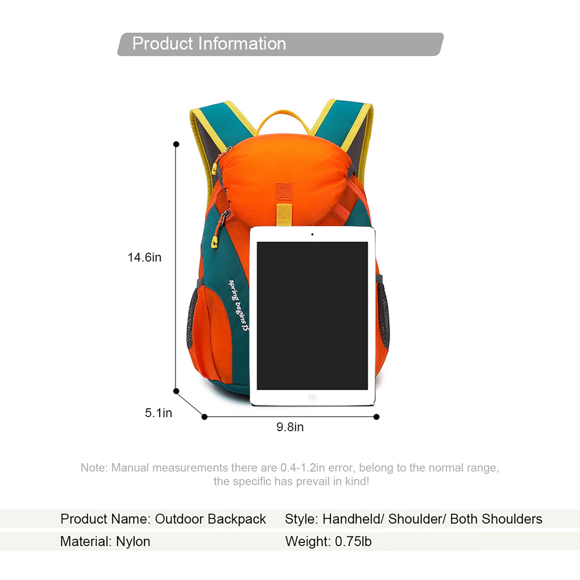 Manviss 15L Cycling Backpack Waterproof Climbing Daypack, Women Men, Orange - Image 2