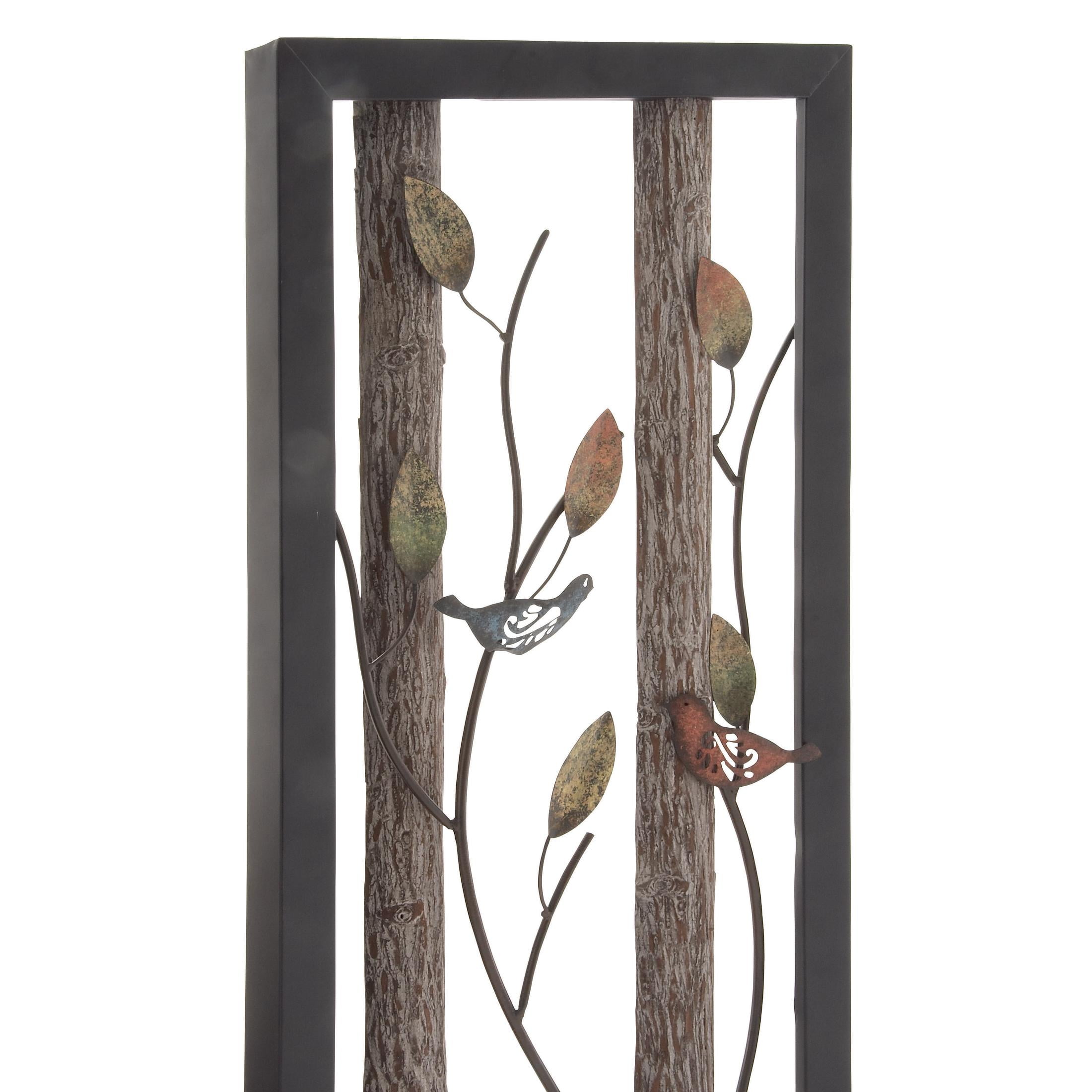 DecMode Black Metal Bird Wall Decor with Tree Branches and Colorful Leaves (2 Count) - Image 5