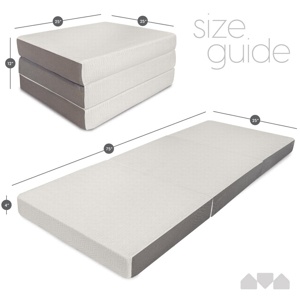 Milliard 4" Single Tri Folding Foam Mattress with Washable Cover, (75" x 25" x 4") - Image 4