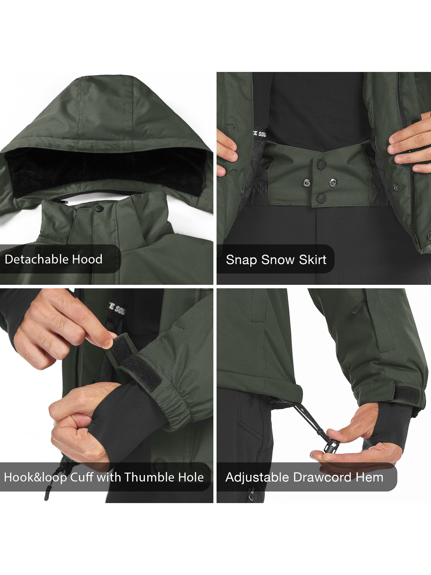 FREE SOLDIER Men's Waterproof Ski Jacket Fleece Lined Snow Coat Warm Winter Rain Jacket - Image 4