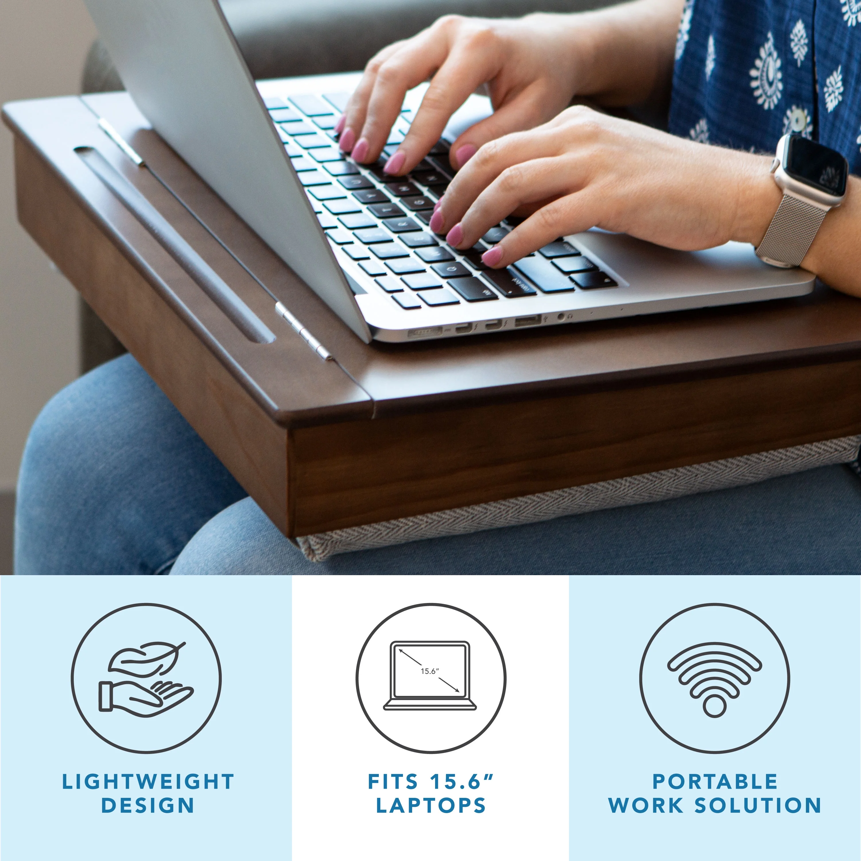 LapGear Schoolhouse Wood Lap Desk with Storage, Java - Image 6