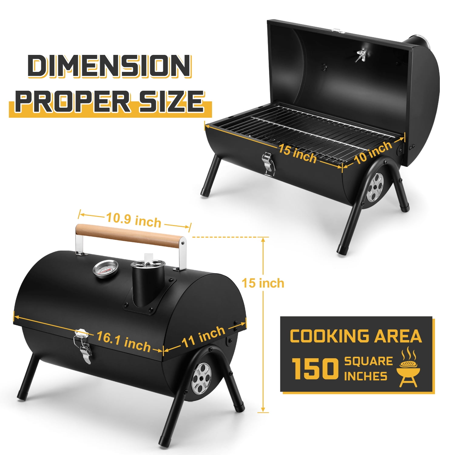 Coliware Portable Outdoor Tabletop Charcoal Grill with accessories tools, Multi-functional Barbecue Smoker for Backyard Camping Picnics Beach, Compact & Heavy Duty - Image 3