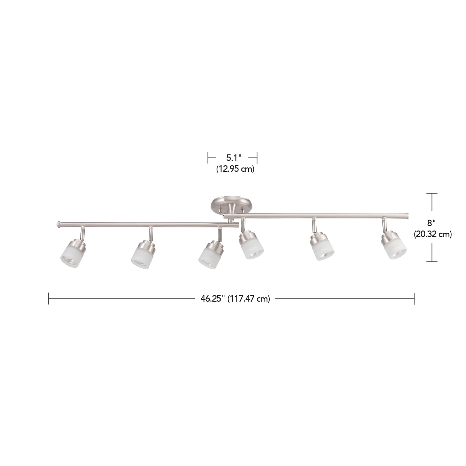 Globe Electric Modern Contemporary 6-Light Brushed Nickel Foldable Track Lighting Frosted Glass Shades - Image 4