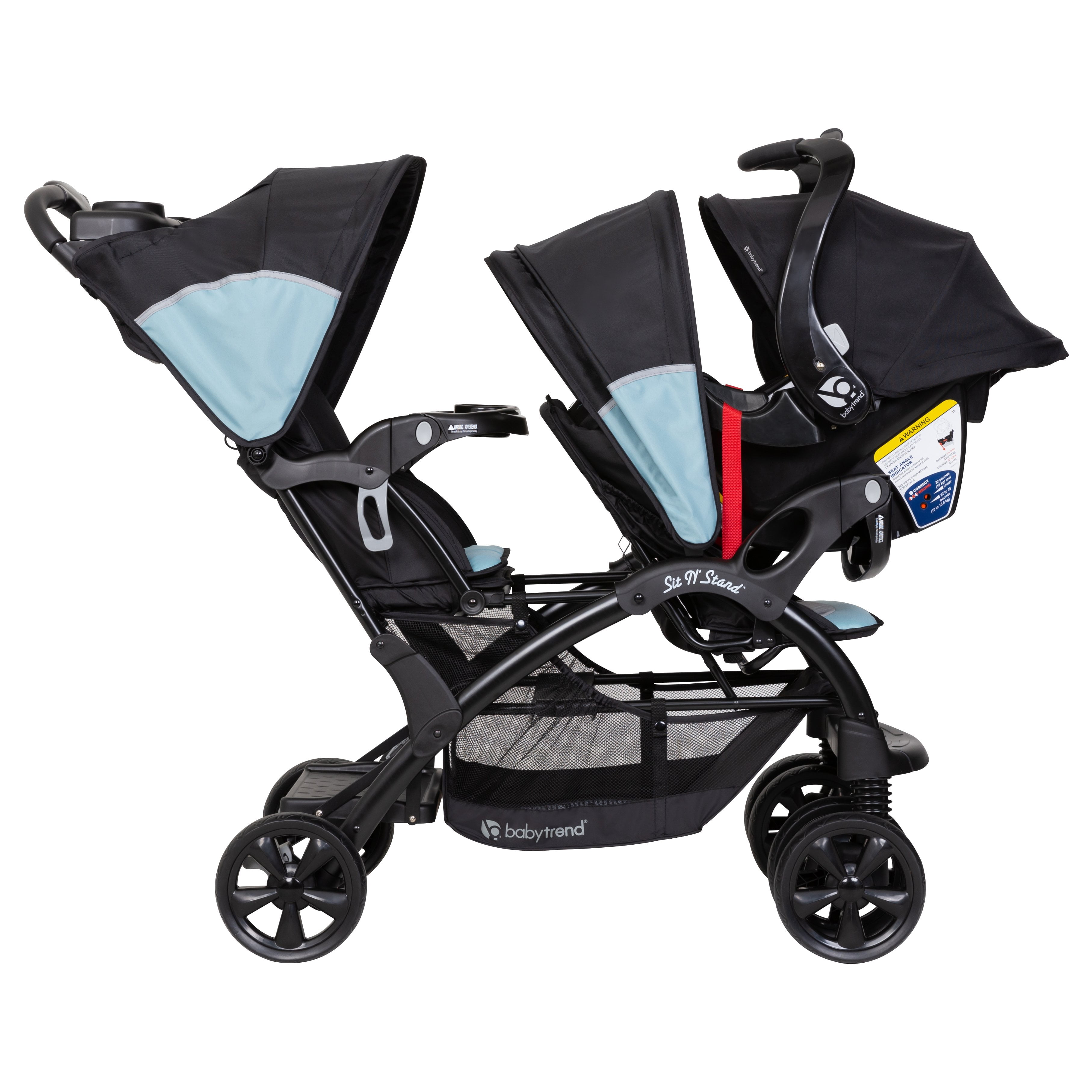 Baby Trend Sit N' Stand Double Stroller, Desert Blue - Image 6