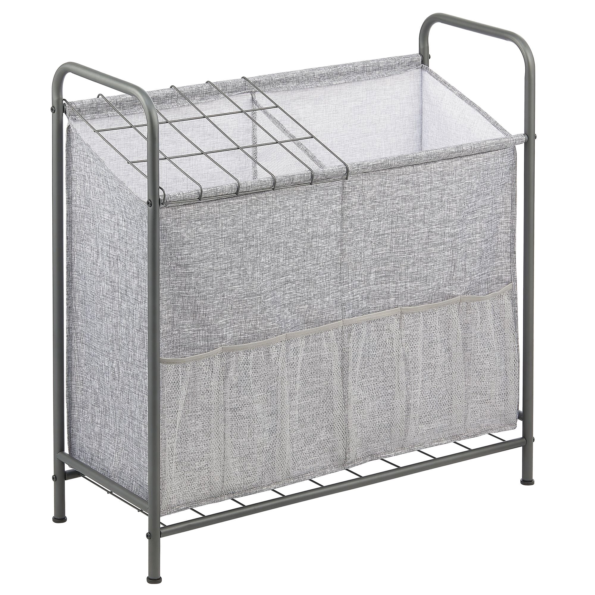 mDesign Sports Equipment Organizer Bin Rack - Front Pockets, Graphite/Gray - Image 2