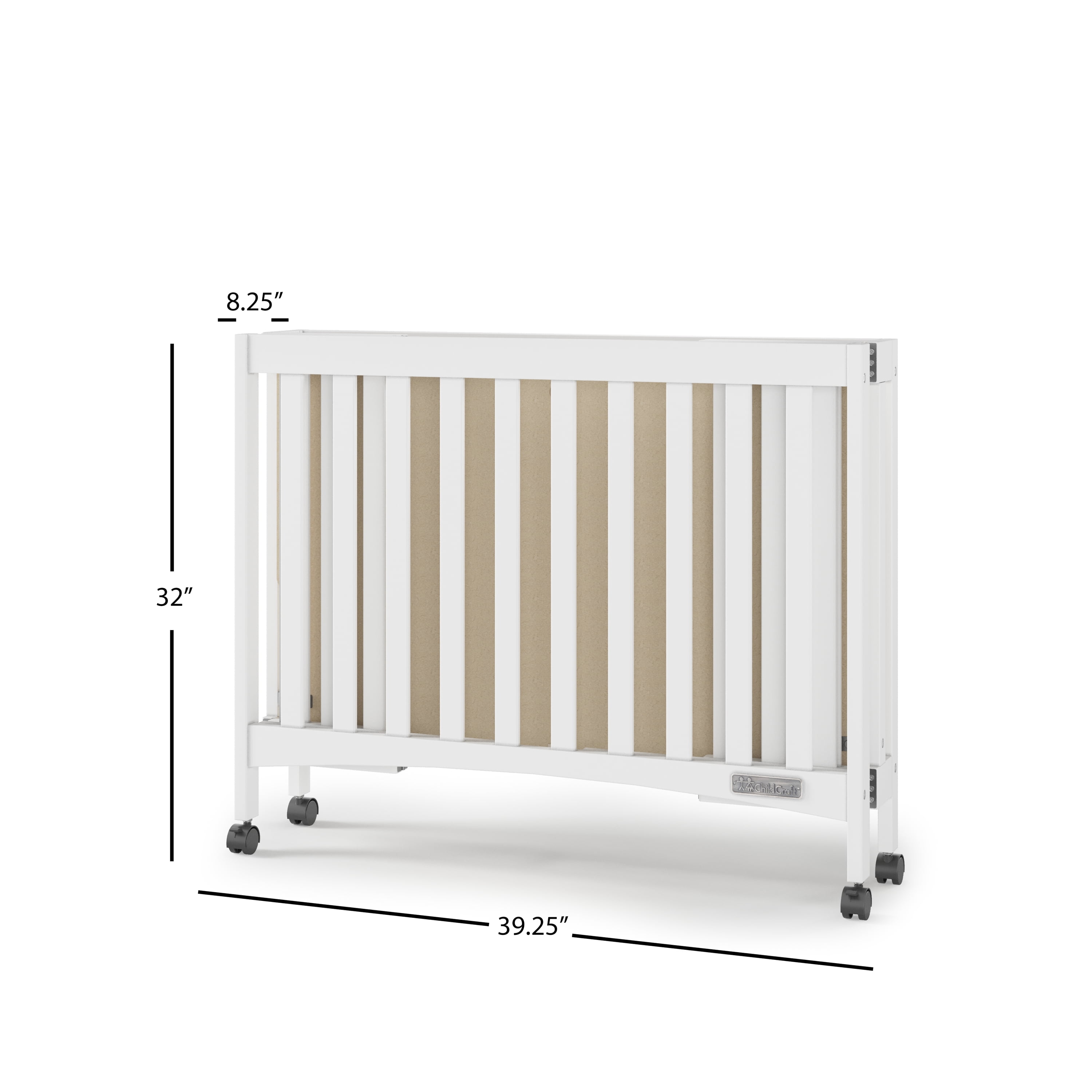 Child Craft London Folding Portable Mini Crib with 2-inch Mattress, Matte White - Image 9
