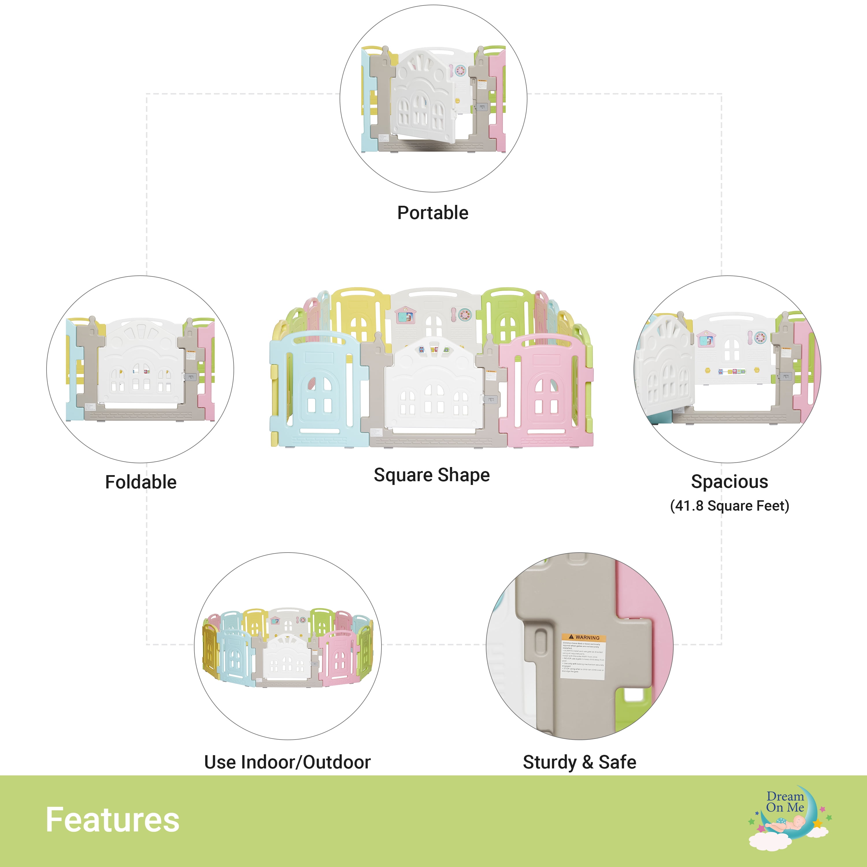 Dream On Me 14 Panel Groovy Play Center/ Playpen / Playard - Image 6