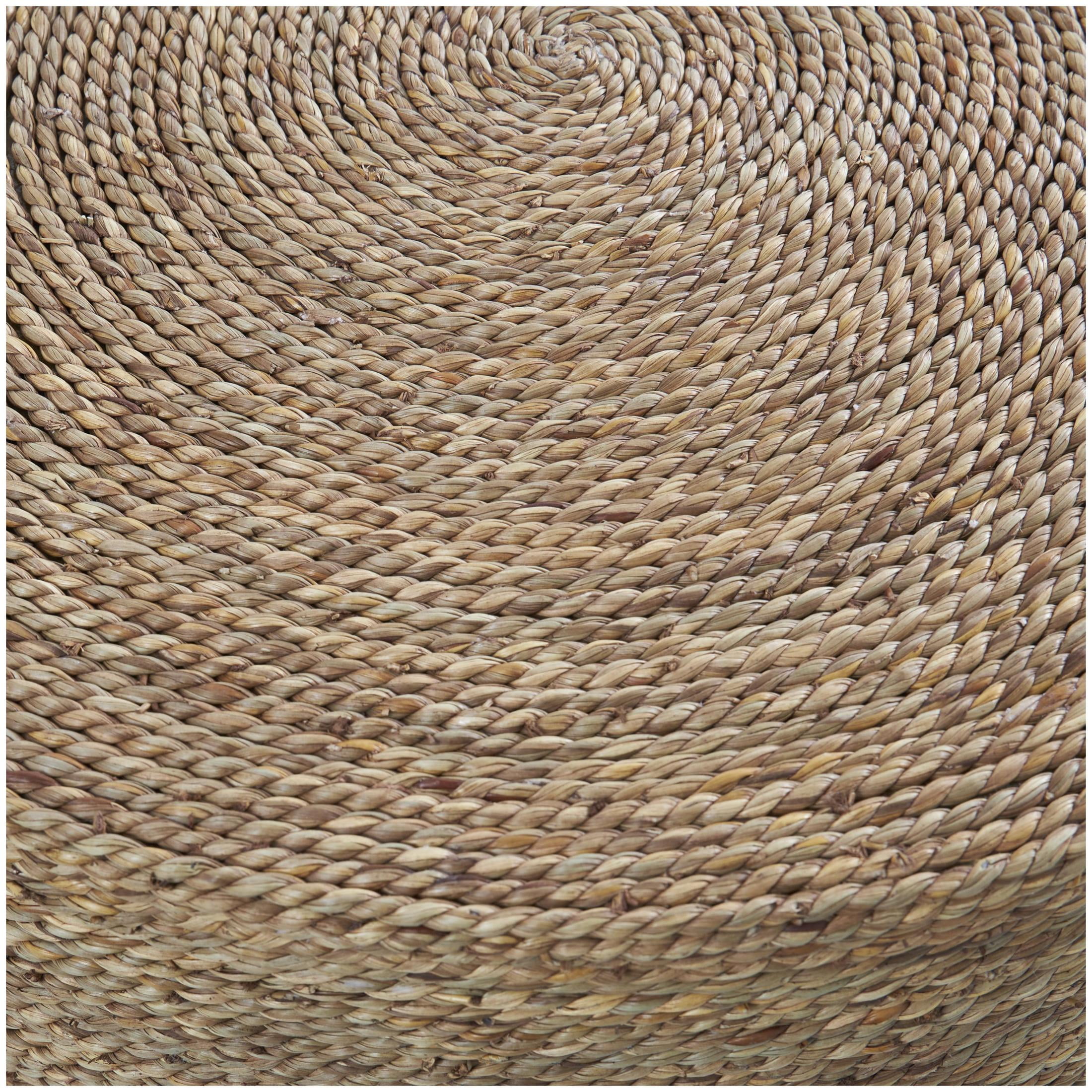 DecMode 19" x 20" Black Wood Handmade Accent Table with Brown Wrapped Seagrass Tabletops, 2-Pieces - Image 9