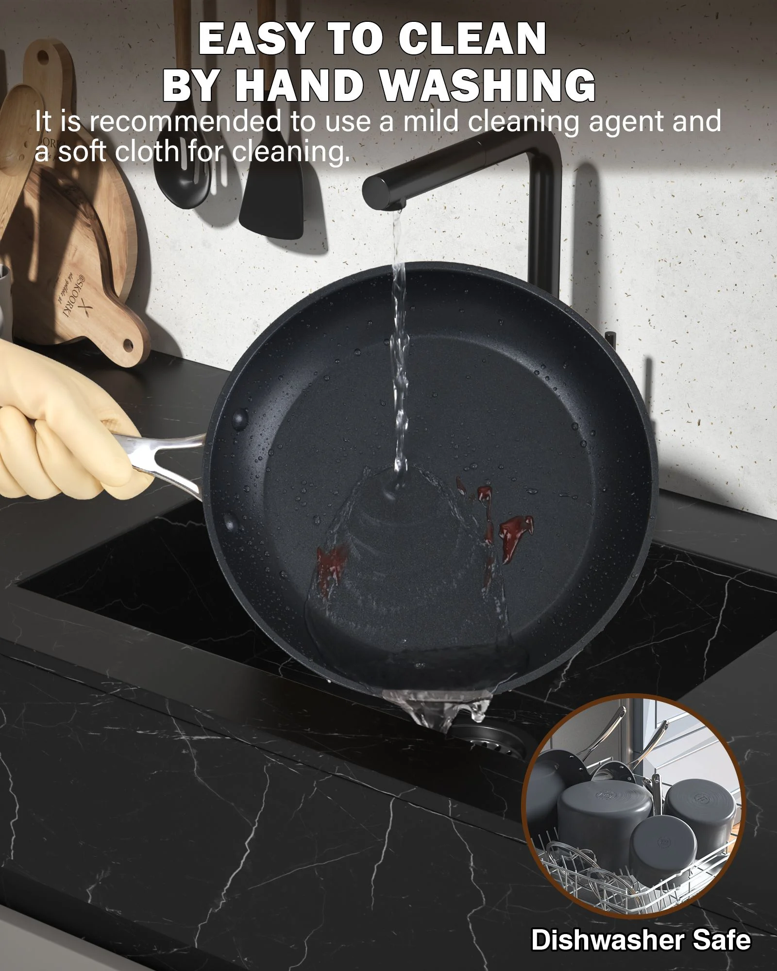 Cooks Standard Frying Omelet Pan, Classic Hard Anodized Nonstick 12-Inch/30cm Egg Skillet Omelette Saute Pan Sartenes, Black - Image 2