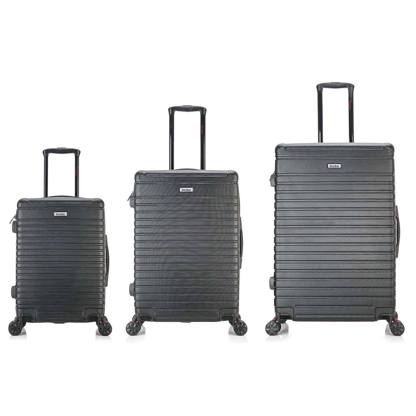 InUSA Deep 3-Piece Hardside Luggage Sets with Spinner Wheels, Handle, Trolley, (20"/24"/28"), Black - Image 7