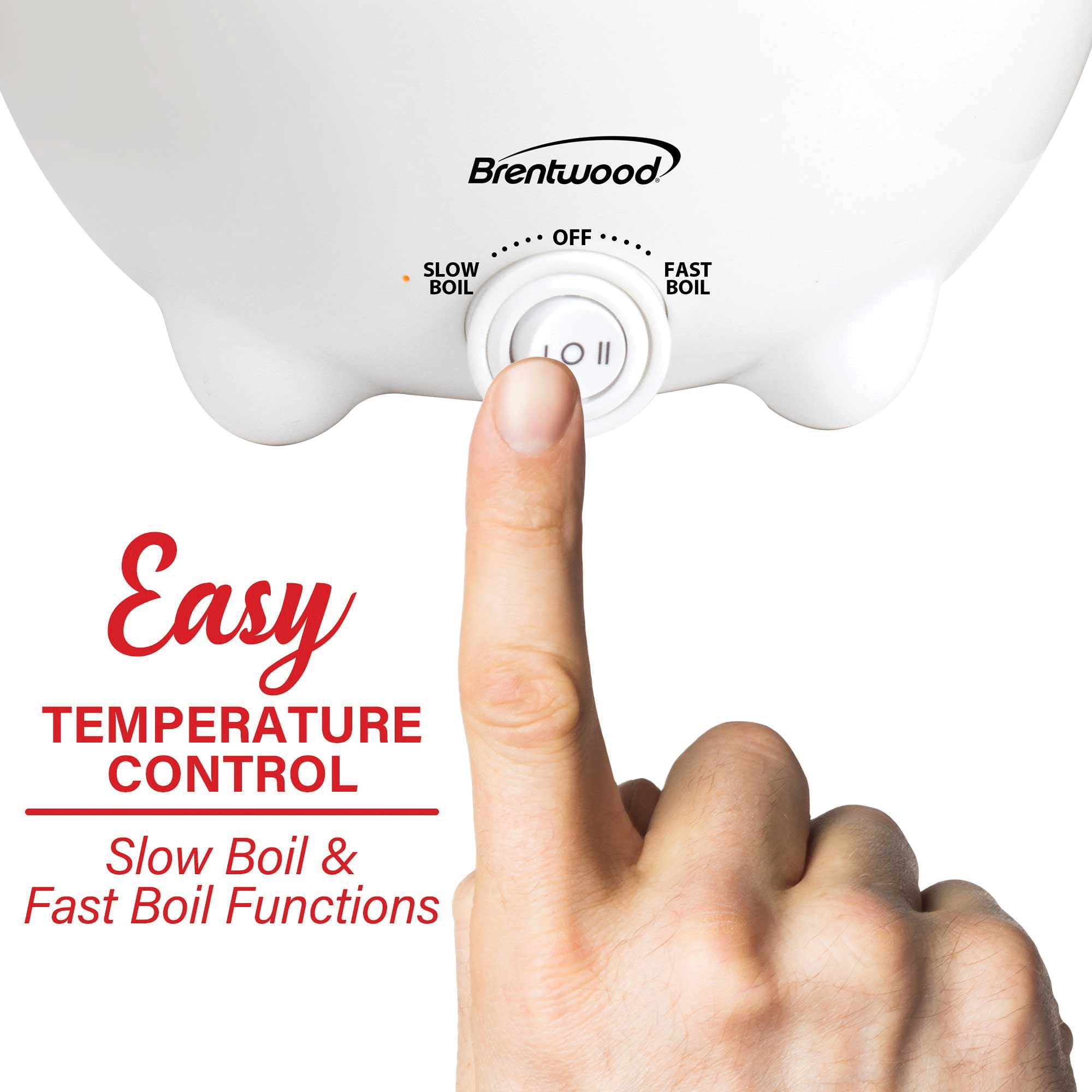 Brentwood HP-3015BL 1.6-Qt. 600-Watt Stainless Steel Electric Hot Pot Cooker and Food Steamer with Swivel Base - Image 8