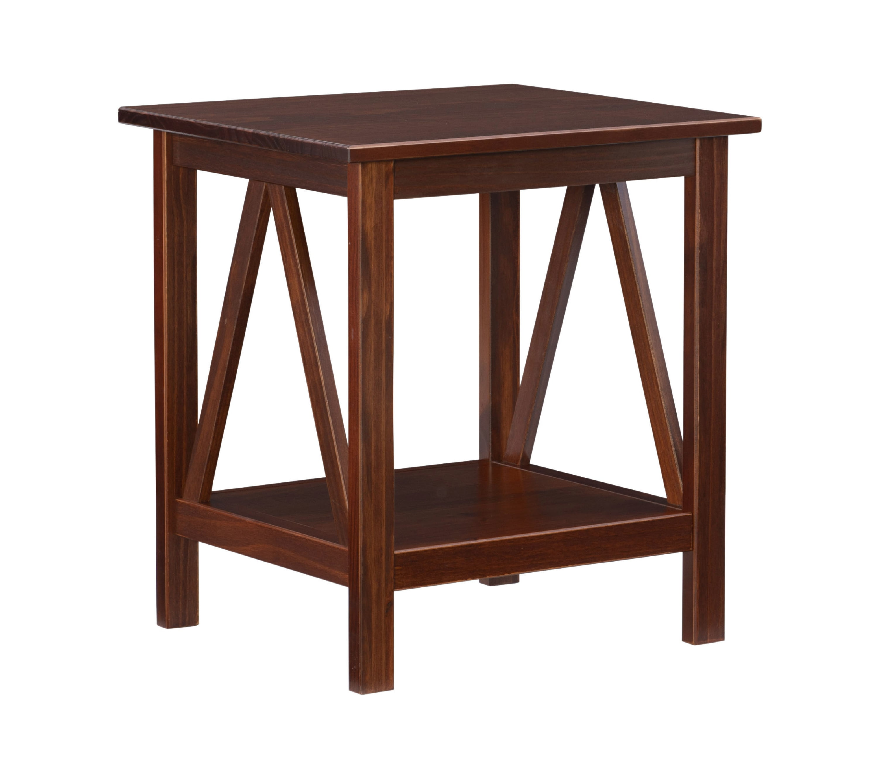 Linon Moreland Indoor End Table with Shelf, 22.25" Tall, Antique Tobacco - Image 4