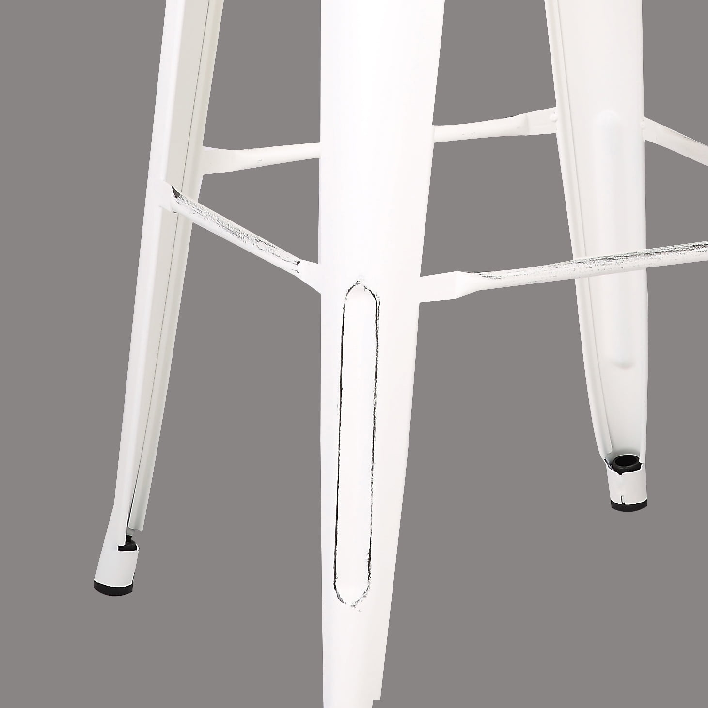 AC Pacific Distressed Metal Barstool with Back, Black, 24 -inch, Set of 2 - Image 4