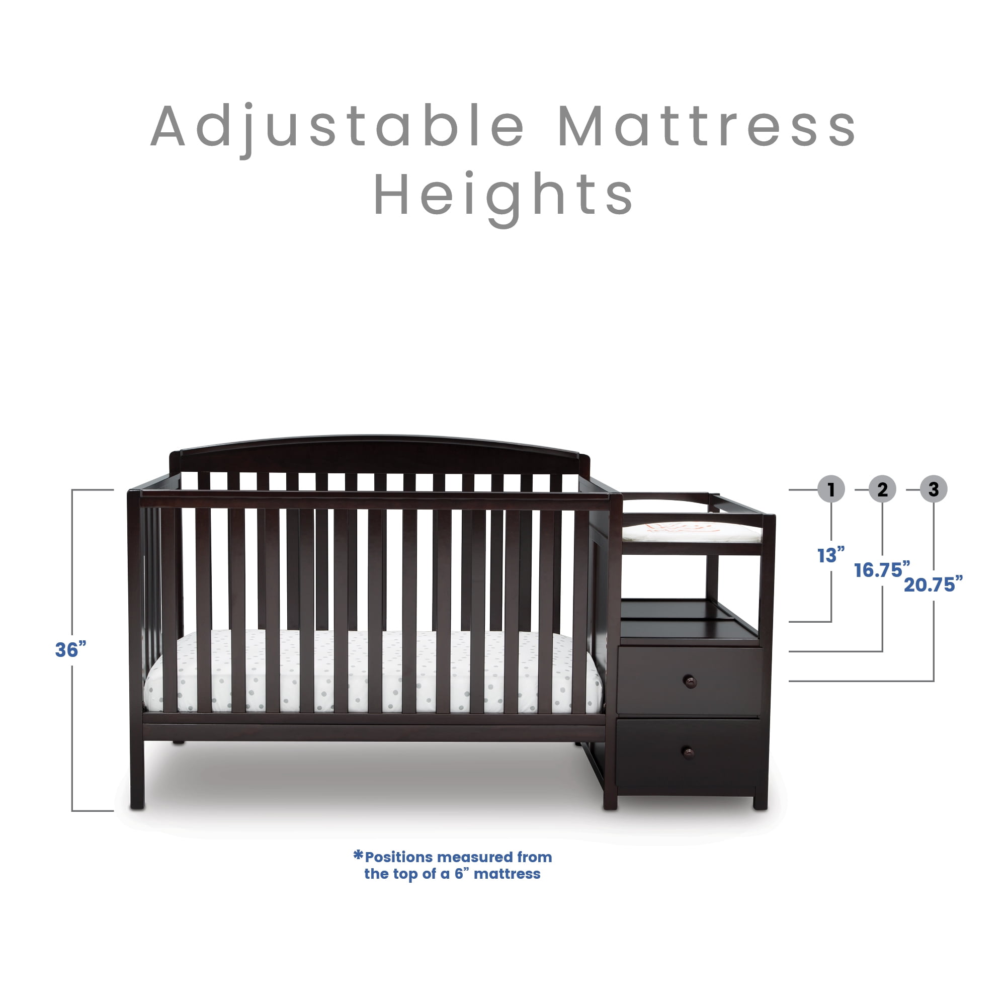 Delta Children Royal 4-in-1 Convertible Baby Crib and Changer, Dark Chocolate - Image 3