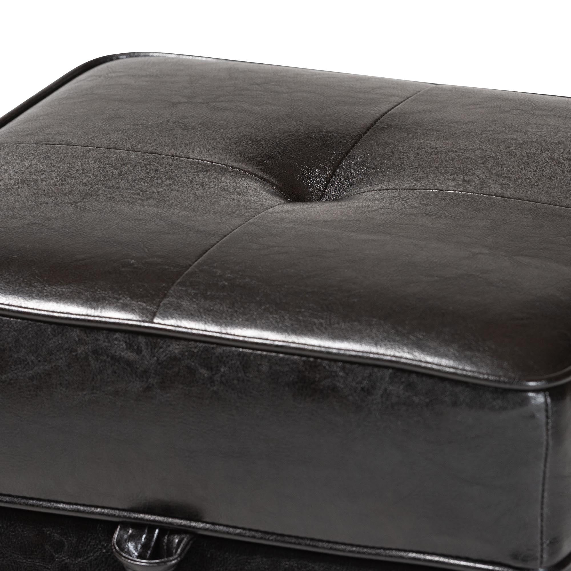 Baxton Studio Sydney Brown Modern Ottoman - Storage Ottoman - Image 11
