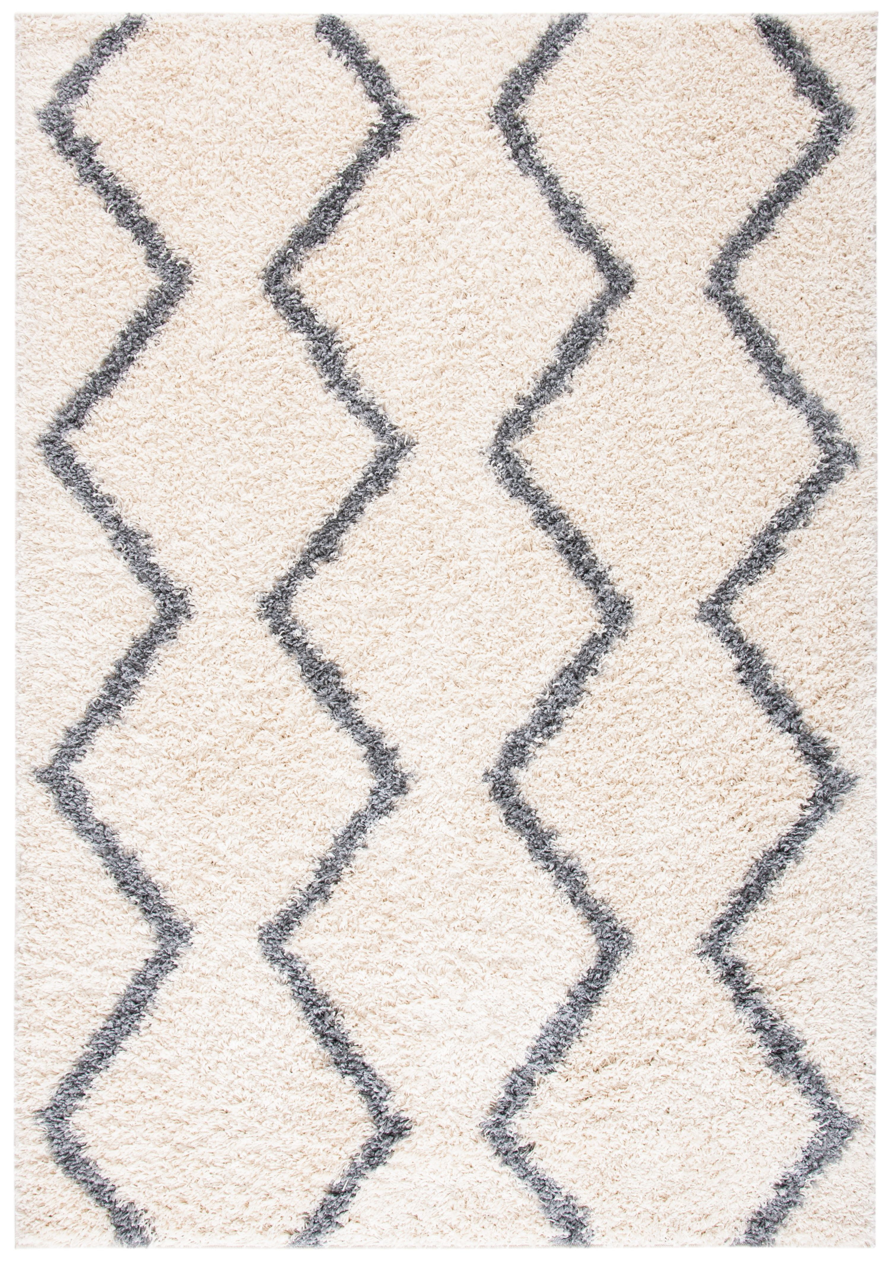 SAFAVIEH Venus Carleen Chevron Shag Area Rug, Ivory/Grey, 5'3" x 7'6" - Image 7