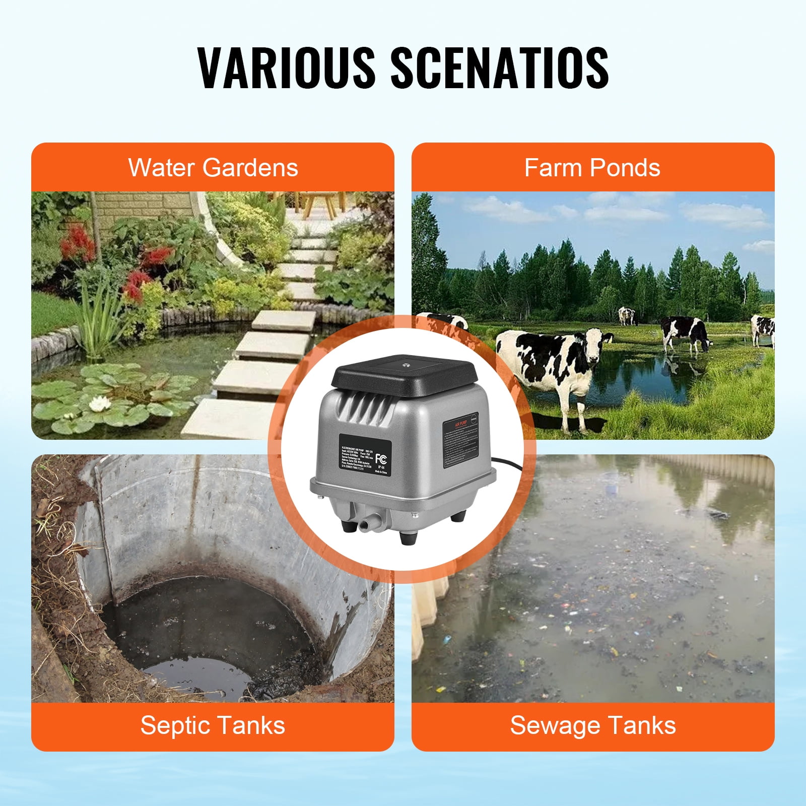 KFFKFF Linear Air Pump, 109L/Min Air Flow Aerobic Septic Pump, Suitable for 1/2 Acre 10ft Deep Water Bodies, Aquariums, Seafood Eateries, Fish Cultivation, Waste Management - Image 5