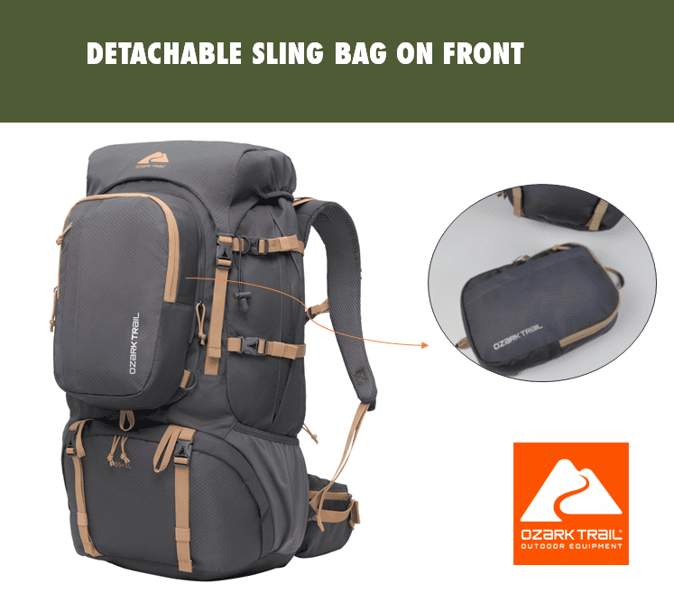 Ozark Trail 60L Hiking Backpack with Durable Fabric and Multiple Pock,Age group:Adult - Image 2