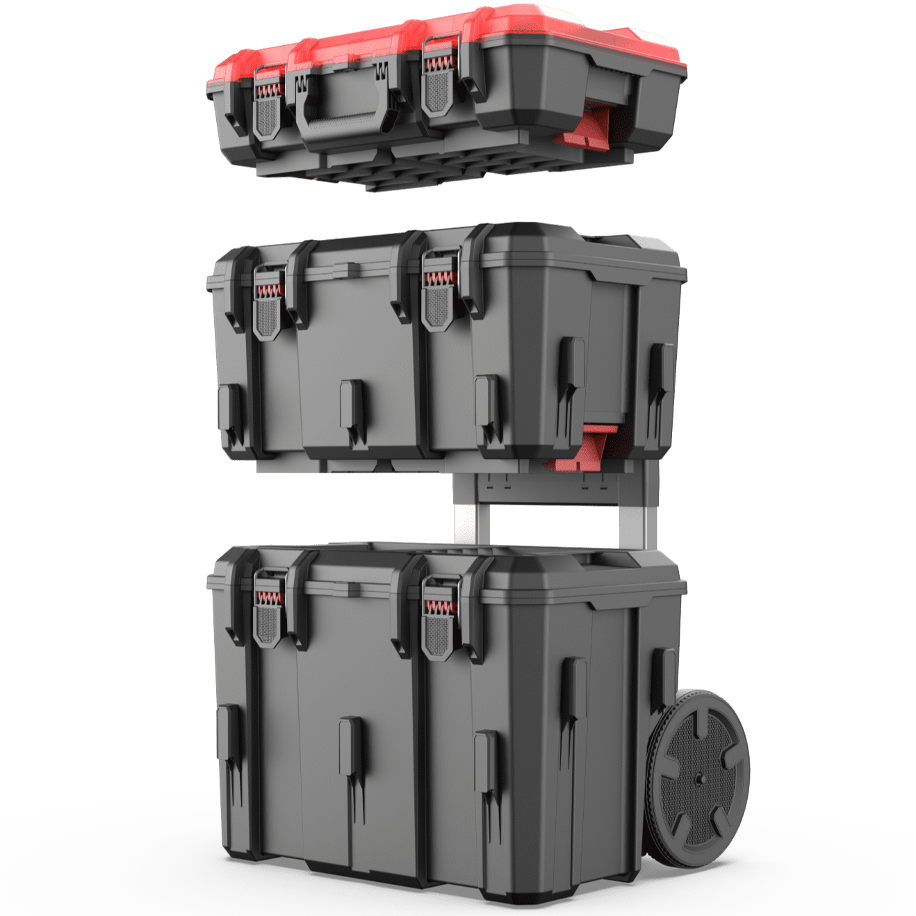 Hyper Tough Hyper Stack Heavy Duty 3 Piece Modular Rolling Toolbox System, Black - Image 7