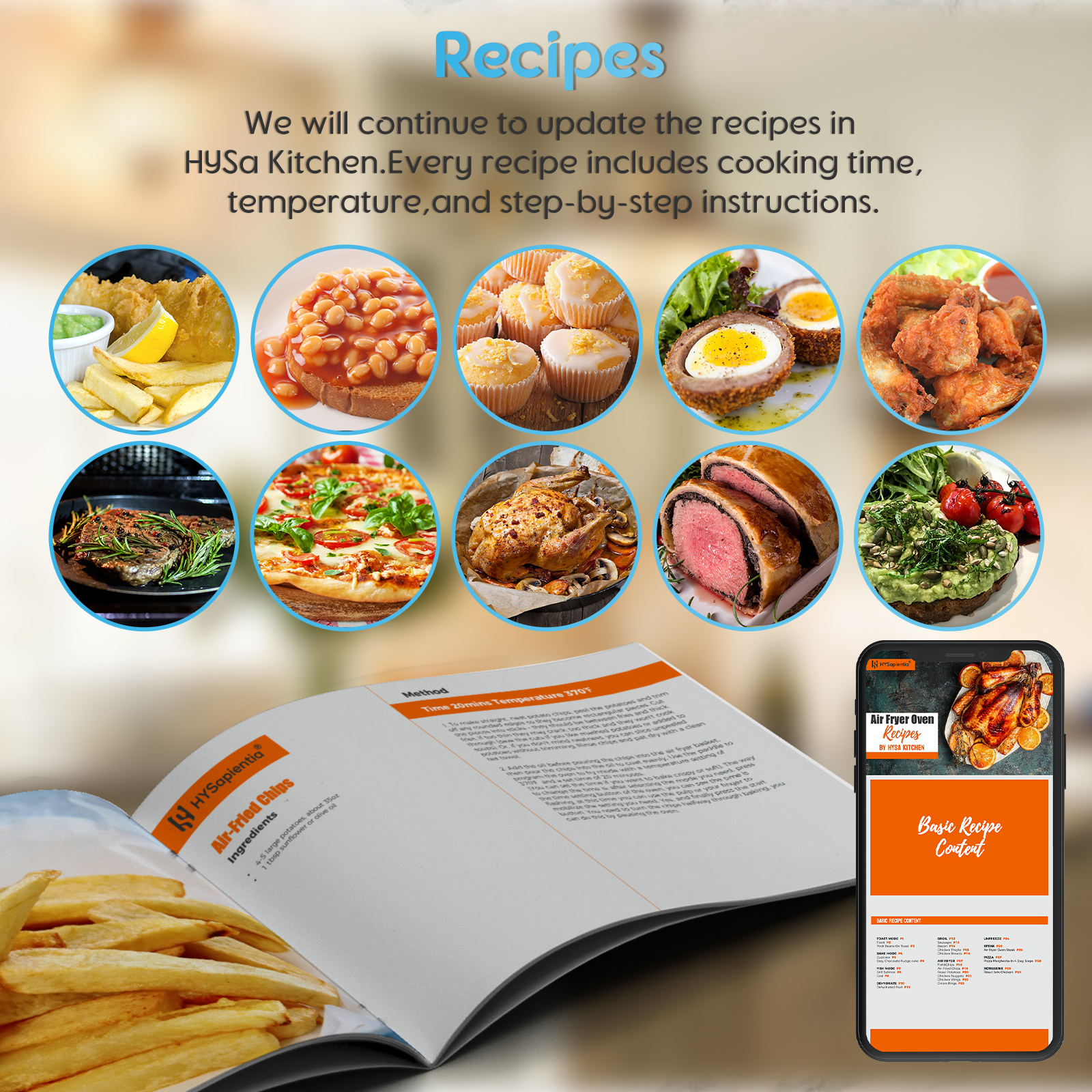 HYSapientia 26QT Air Fryer Oven With Rotisserie 1800W Toaster Oven Air Fryer Combo, 10 in 1 Convection Oven Countertop, Airfryer Toaster Oven, Mini Toaster Oven,Easy to clean - Image 7