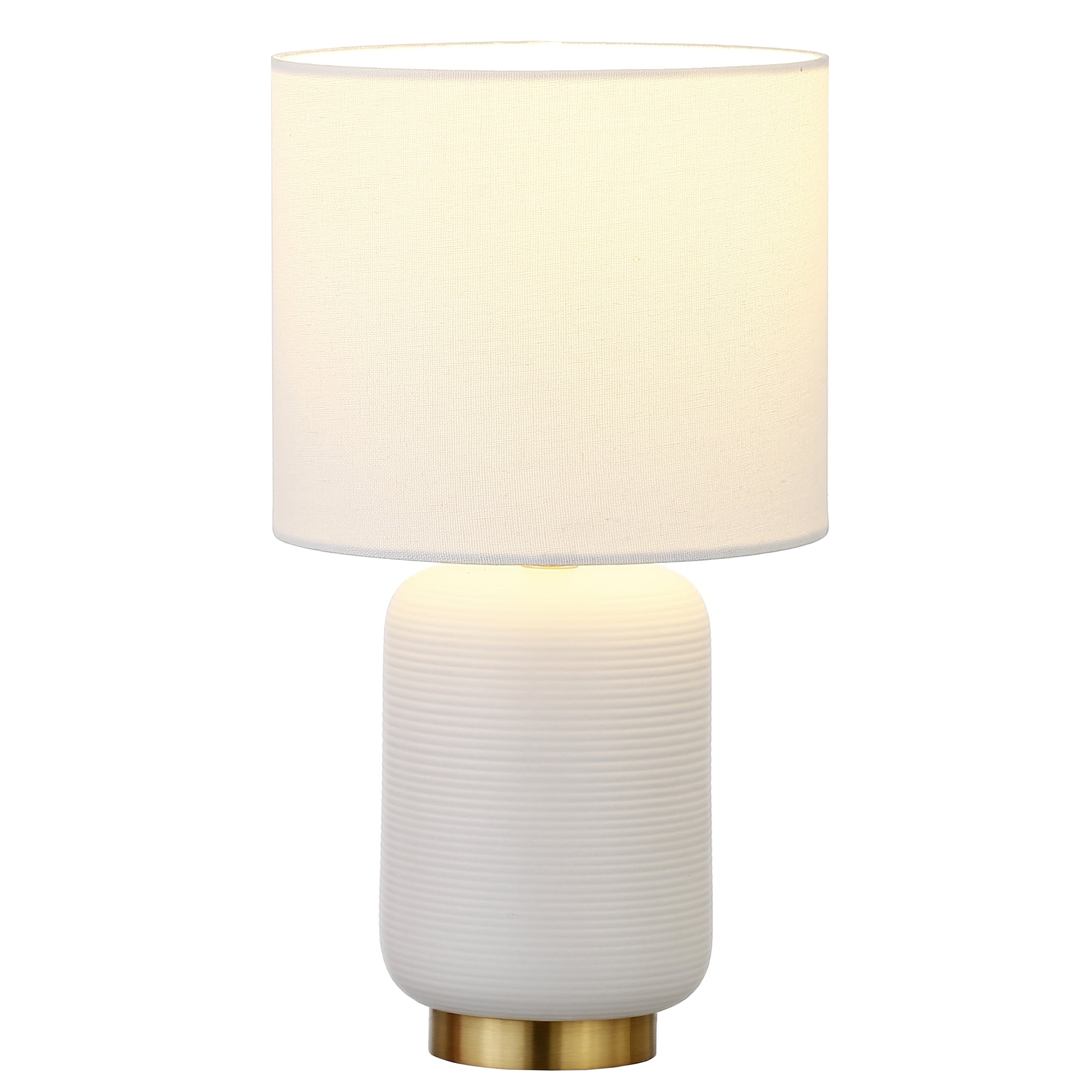 Evelyn&Zoe 15" Retro Ceramic Mini Lamp with White Drum Linen Shade - Image 4