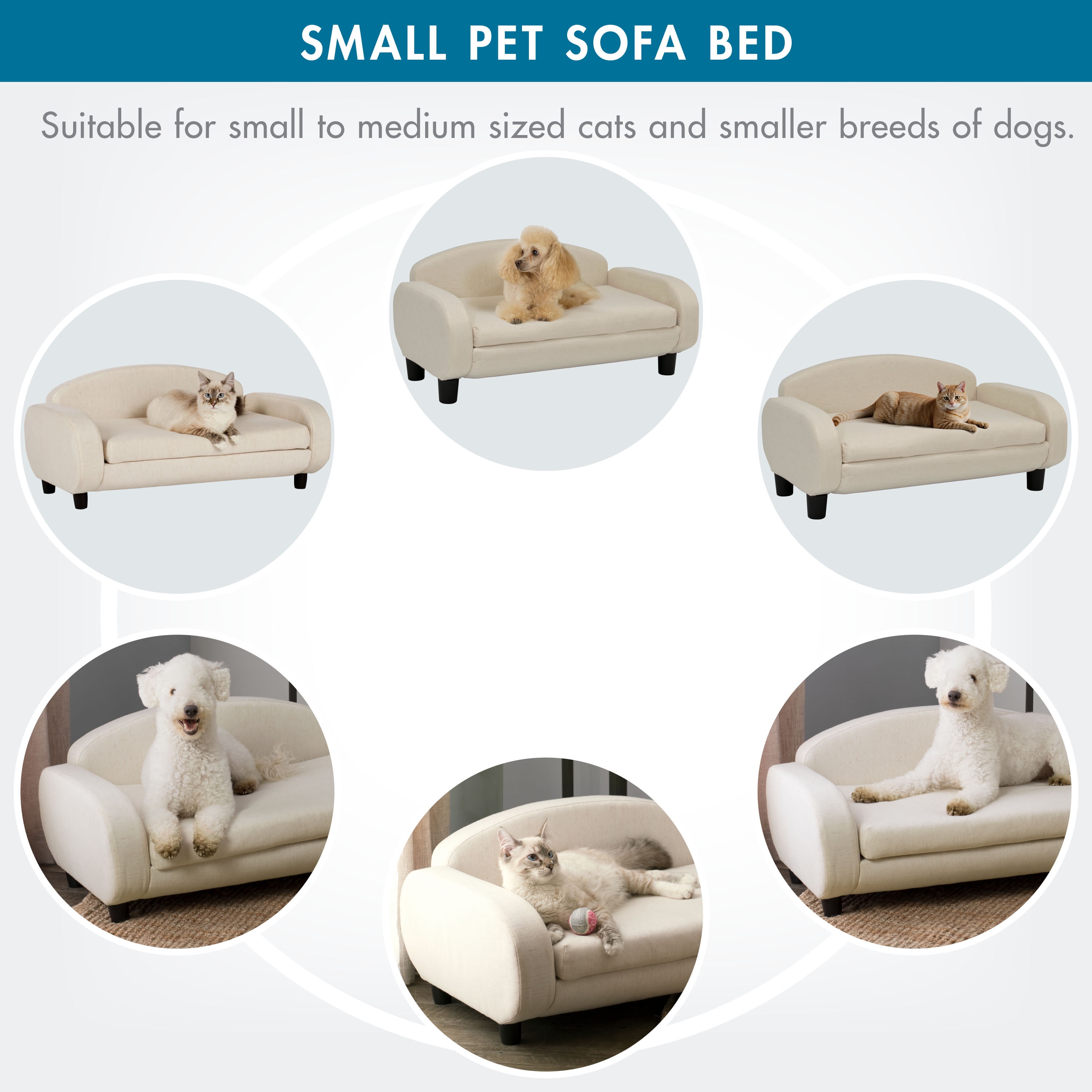 Paws & Purrs Modern Pet Sofa Bed – 31.5" Wide Low-Back Lounger for Dogs & Cats – Removable Washable Mattress Cover, Espresso / Oatmeal - Image 4