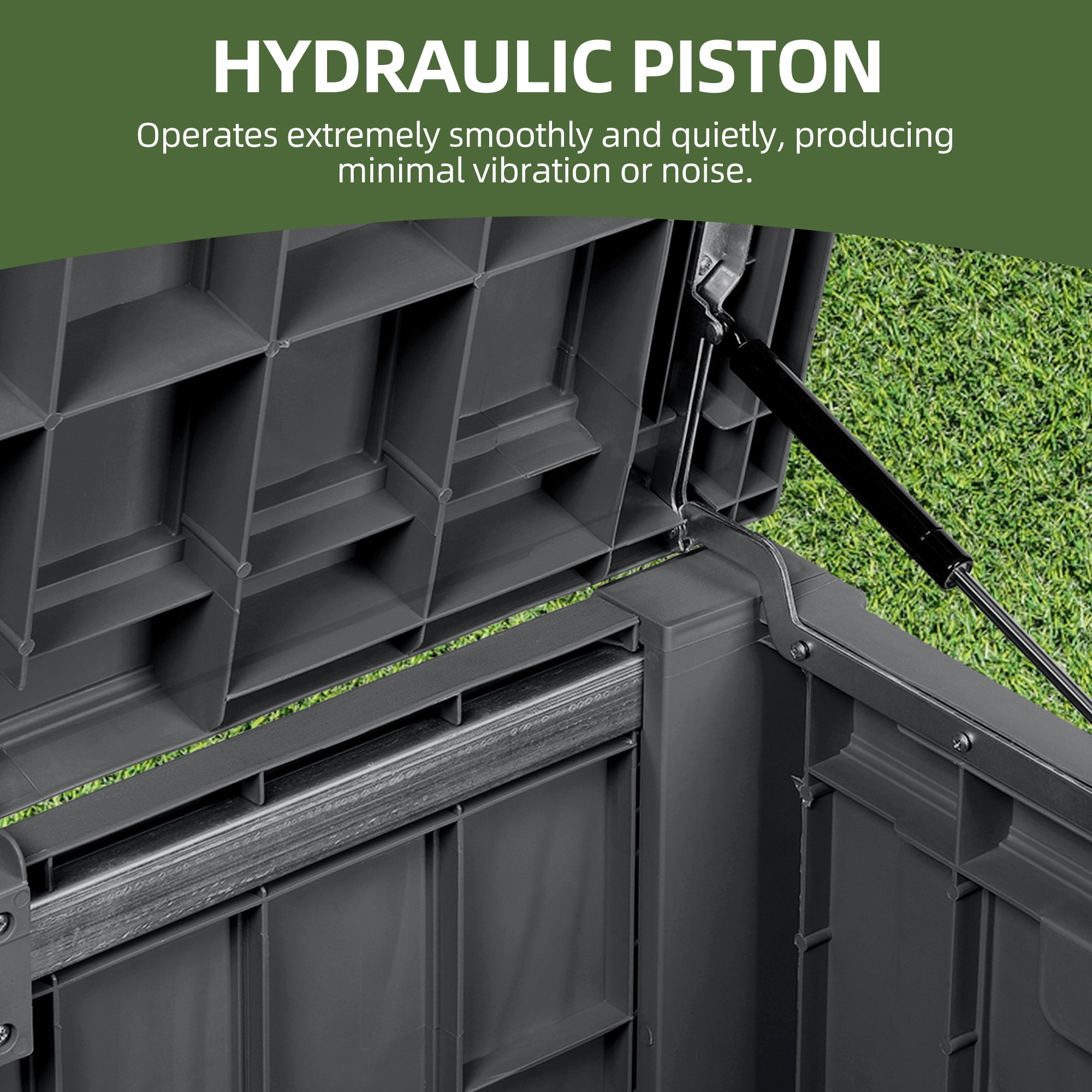 Dextrus Outdoor 120 Gallon Resin Deck Box, Dark Grey - Image 7