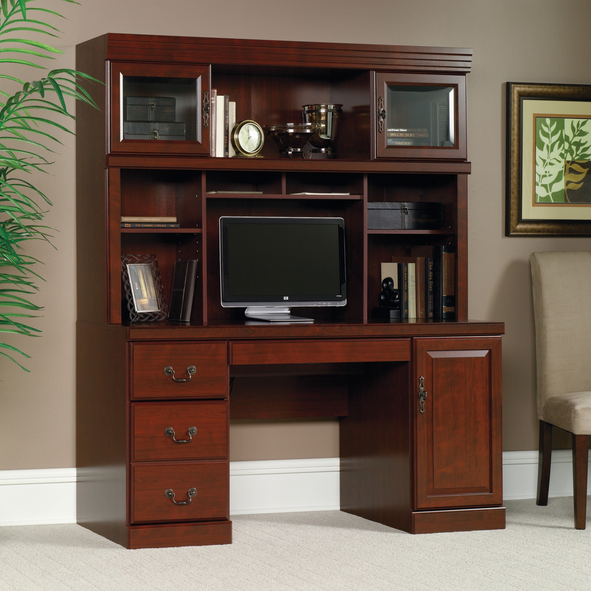 Sauder Heritage Hill 60"W Desk Computer Credenza, Classic Cherry Finish - Image 5