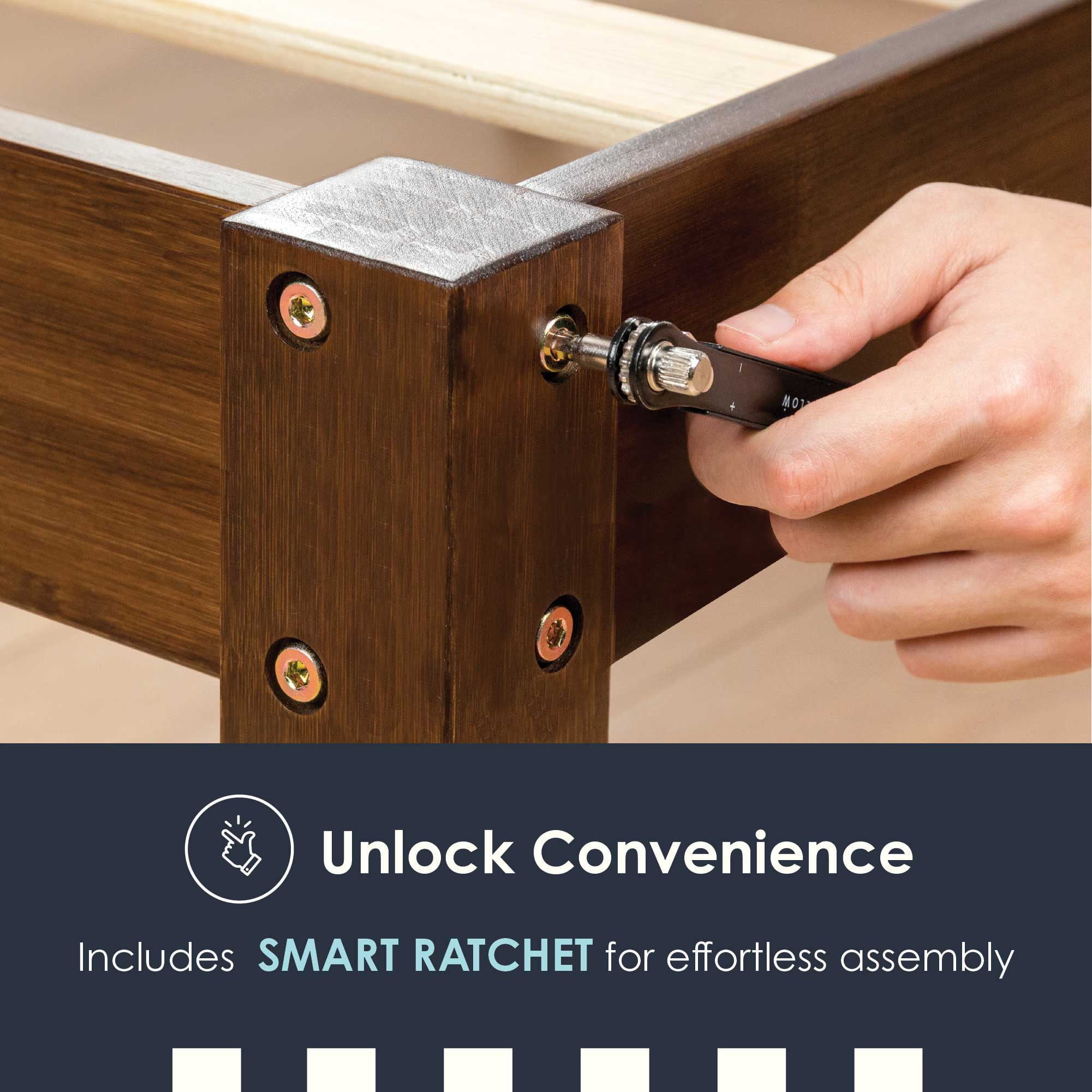 Best Price Mattress Asher 14" Bamboo Wood Platform Bed with Wooden Slats, Coffee, Queen - Image 11