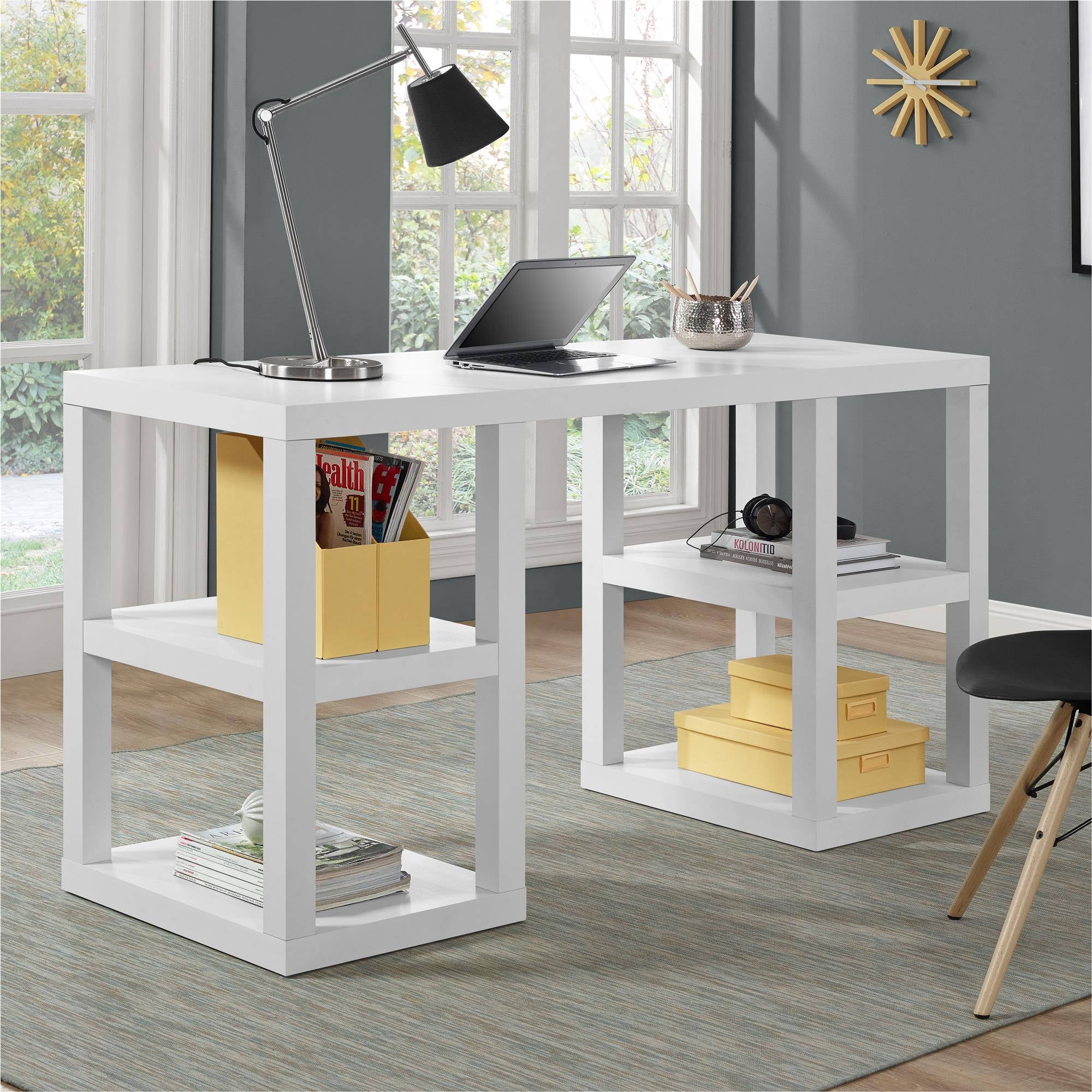 Ameriwood Home Parsons Double Pedestal Computer Desk, White - Image 6