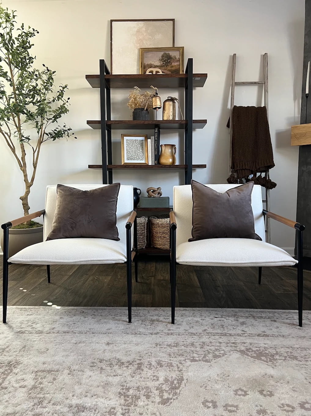 Nathan James Omel Lounge Reading Chair, Modern Living Room Accent Chair with Metal Frame and Boucle Upholstery, White/Black - Image 3