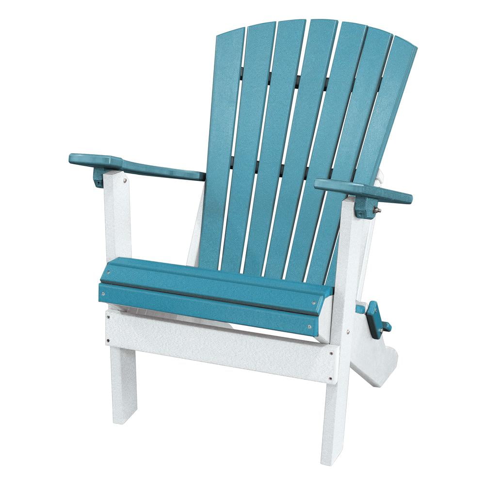 OS Home and Office Model 519ARW Fan Back Folding Adirondack Chair finished in Aruba Blue with White Base color - Image 3