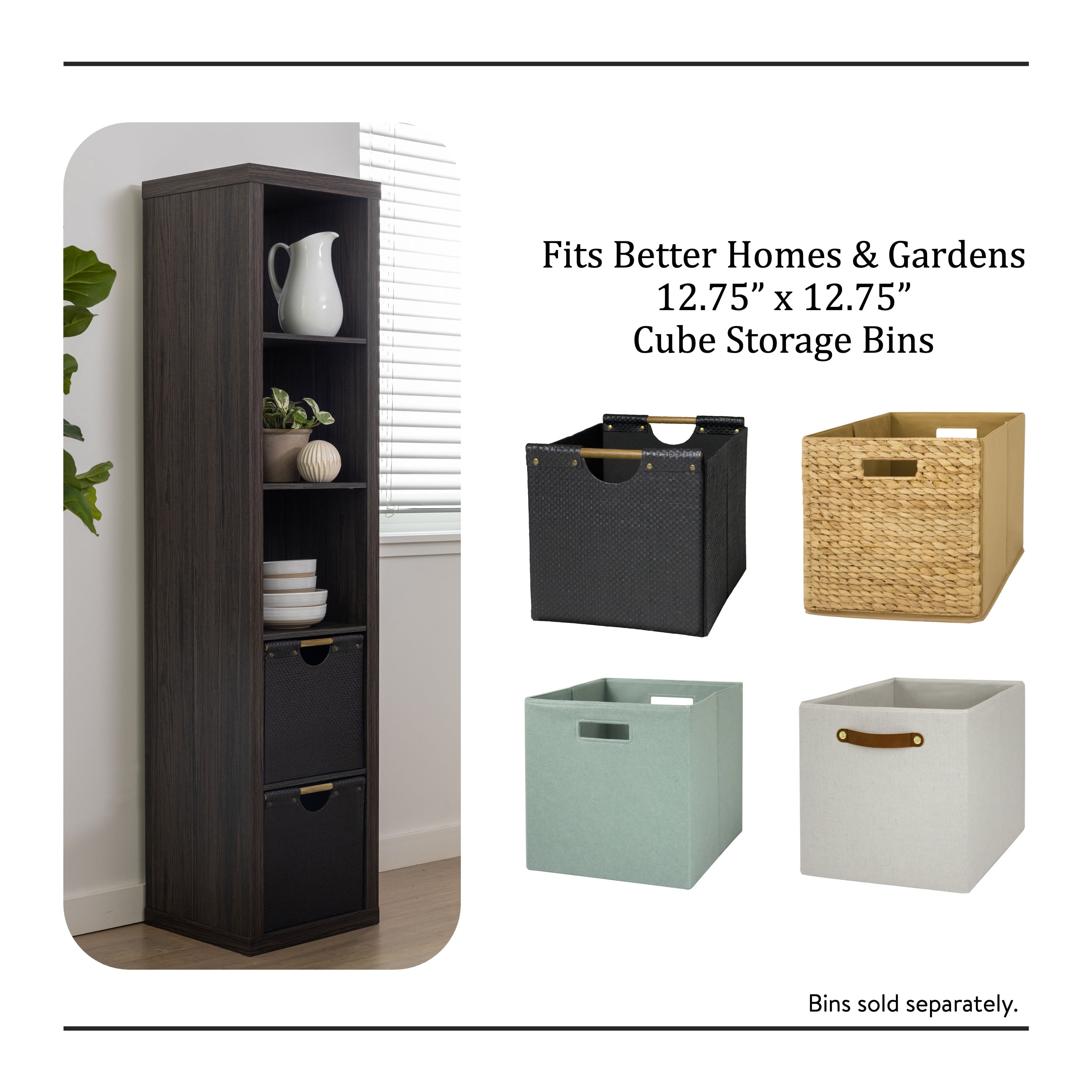 Better Homes & Gardens 5 Cube Vertical Storage Organizer, Tobacco Oak - Image 5