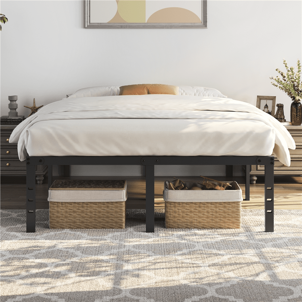 Yaheetech Queen Size 18'' Metal Platform Bed Frame with Steel Slat Support, Black - Image 7