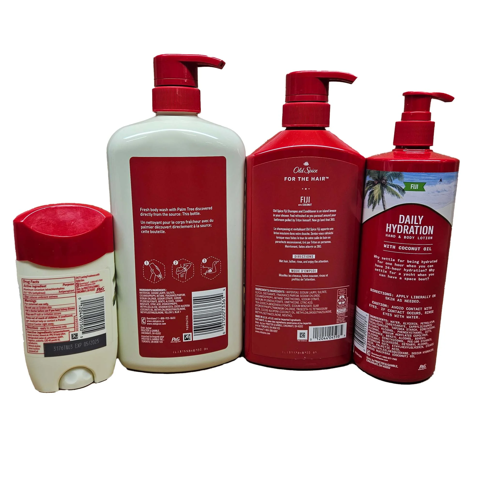 Old Spice Fiji Supply Pack, Body Wash, Deodorant, Lotion Loofah and 2in1 Shampoo and Conditioner for Men - Image 2