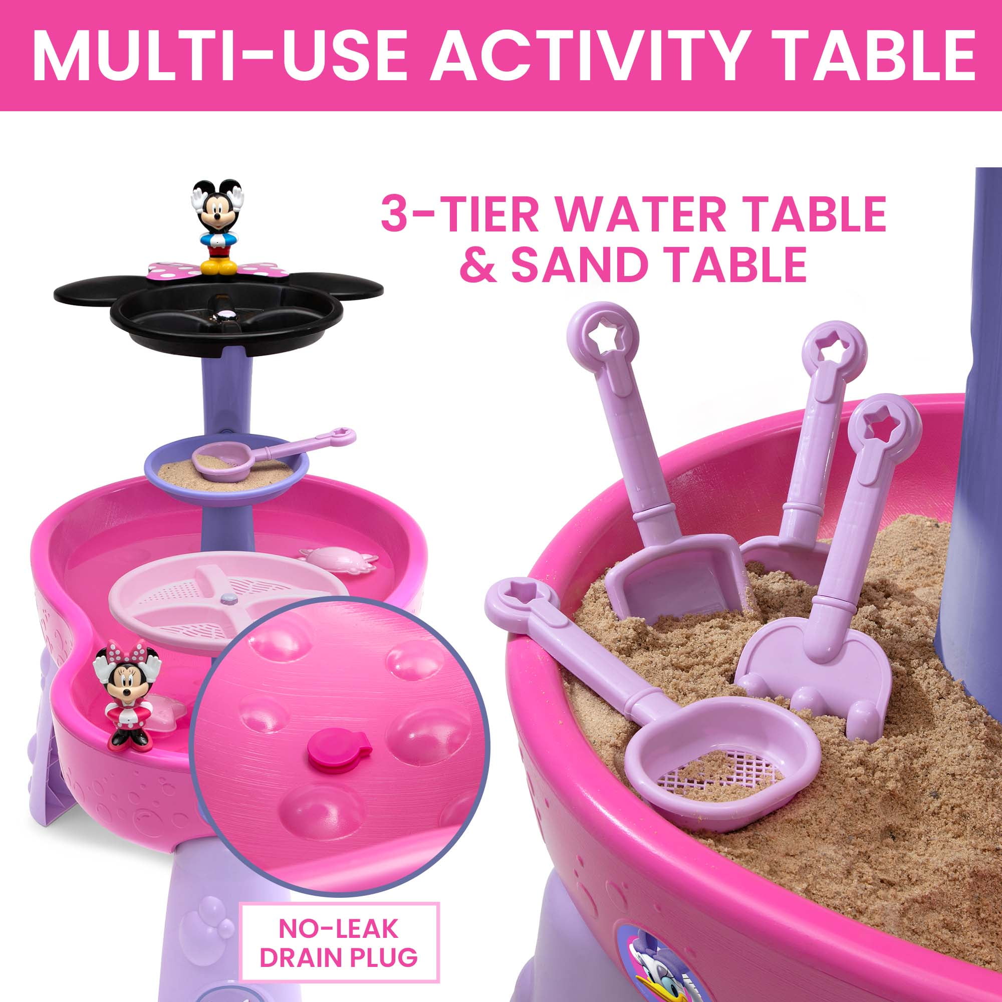 Disney Minnie Mouse Water Table by Delta Children - 3-Tier Water Table with 11-Piece Toy Set, Pink - Image 8