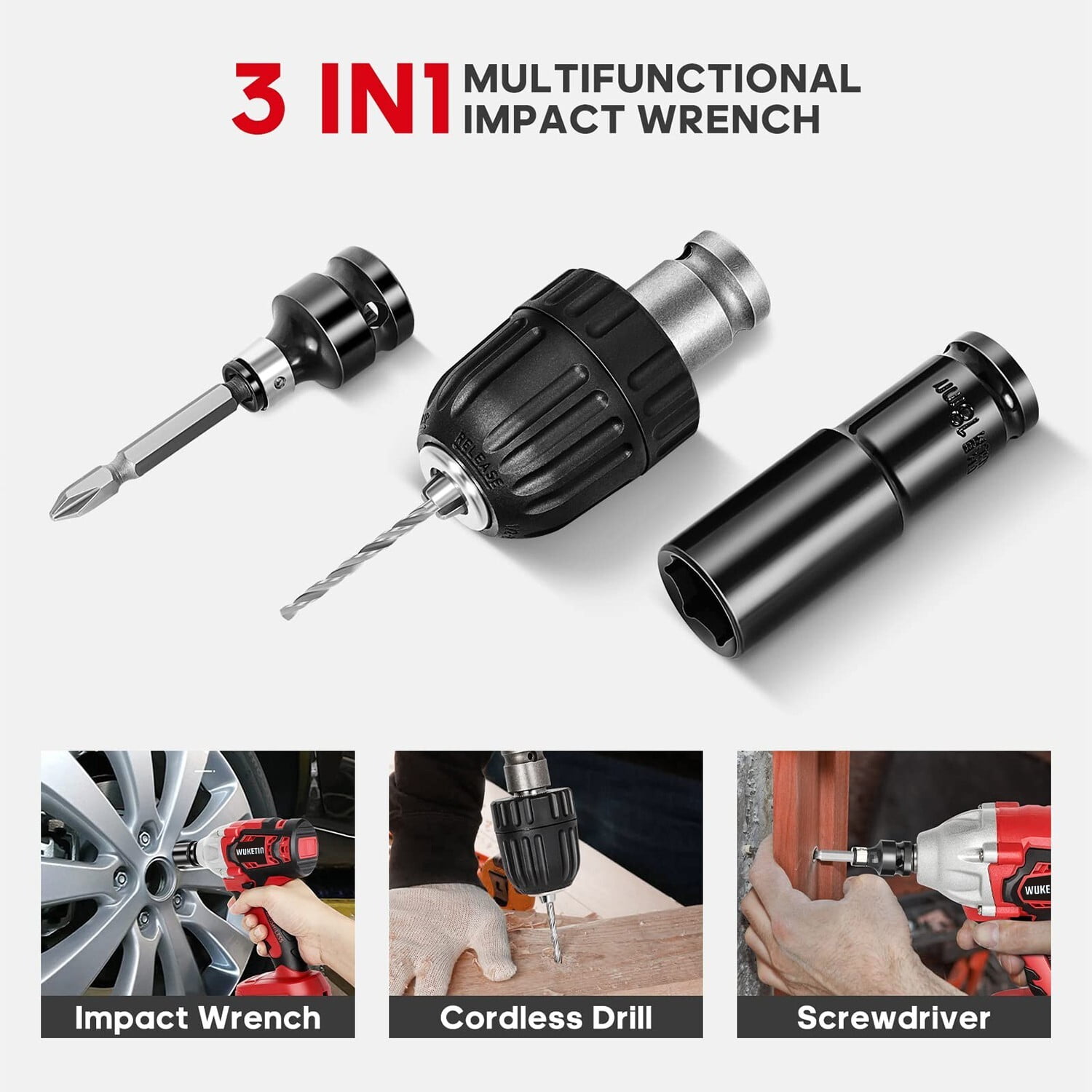 WUKETIN OYJ23050602R 21V, 1/2" Cordless Impact Wrench 2.6Ah, 2300 RPM - Image 7