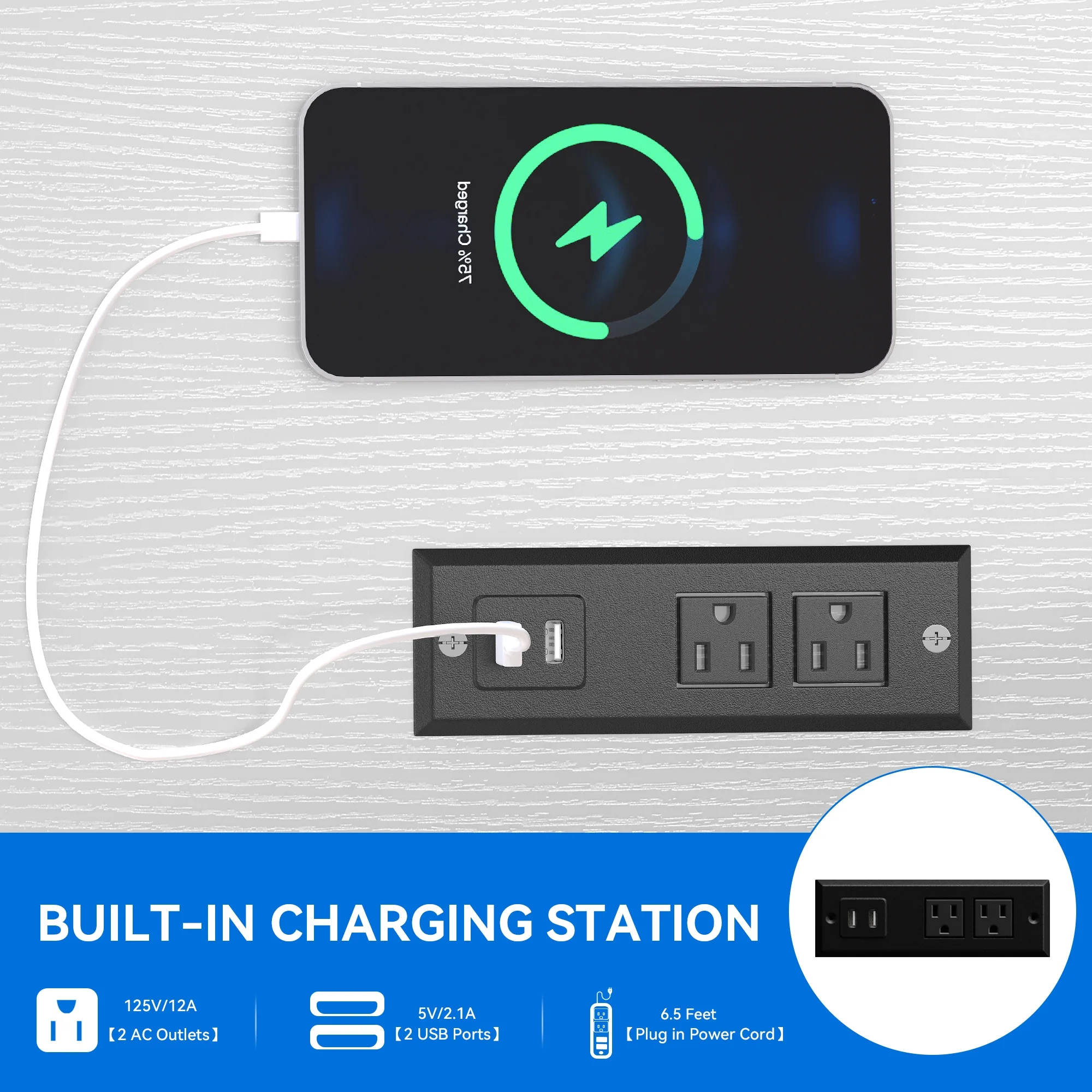 Dextrus Wooden Dog Kennel End Table with Dual USB Charger, Dog Crate Furniture, Drawer for Small Dogs Under 25 lbs Indoor Use, White - Image 4