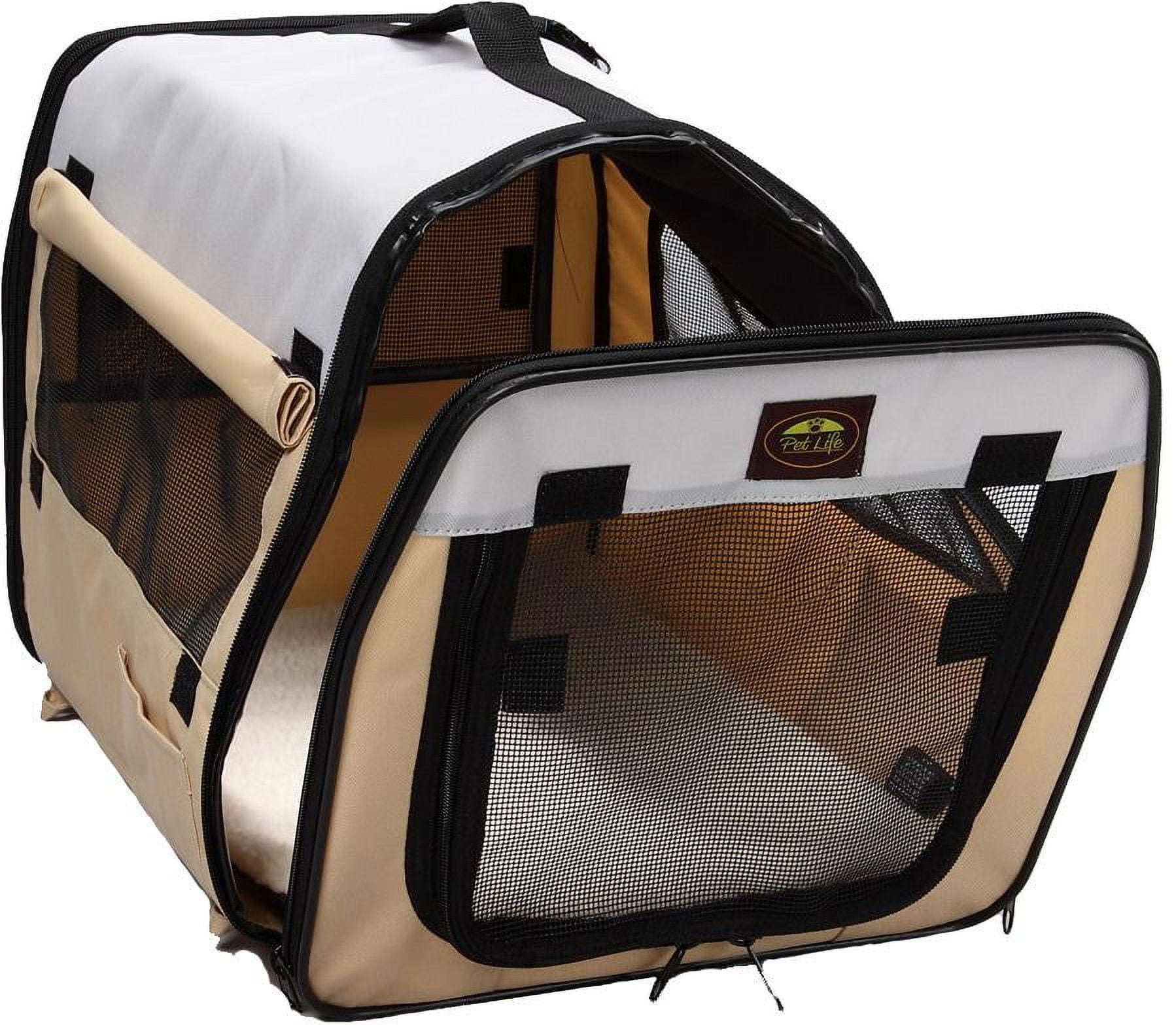 Pet Life ® 'Easy Folding' Zippered Folding Collapsible Wire Framed Lightweight Pet Dog Crate Carrier - Image 6