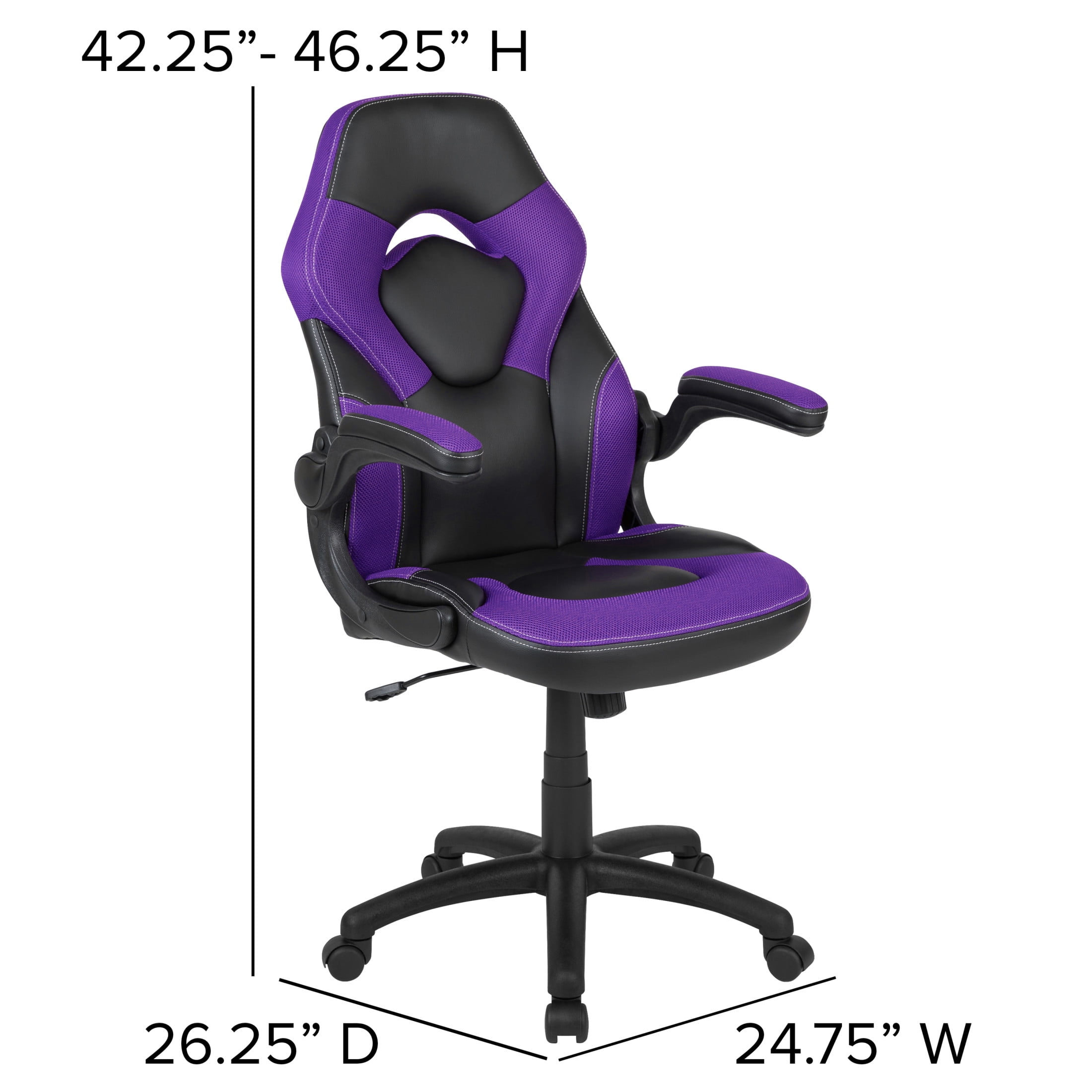 Flash Furniture X10 Gaming Chair, Racing Style Ergonomic Office Chair, Height Adjustable Swivel Computer Chair with Flip-Up Arms, Purple/Black LeatherSoft - Image 8